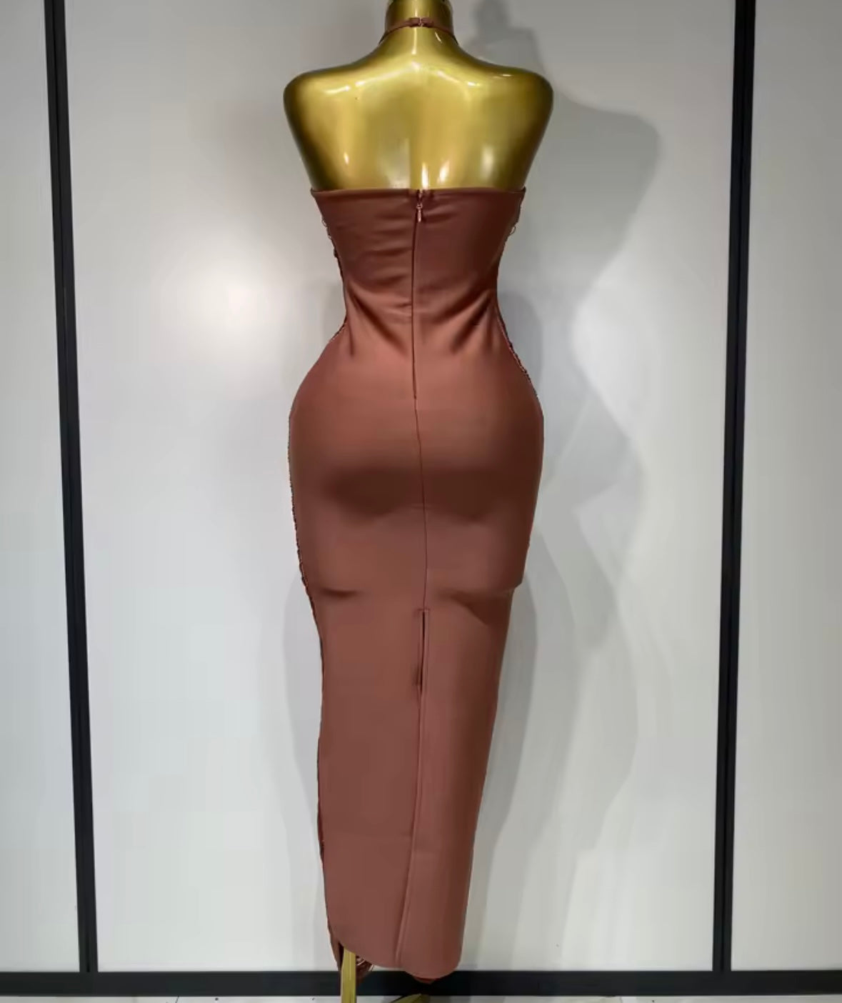 Sexy Halter Sleeveless Fringe Maxi Dress