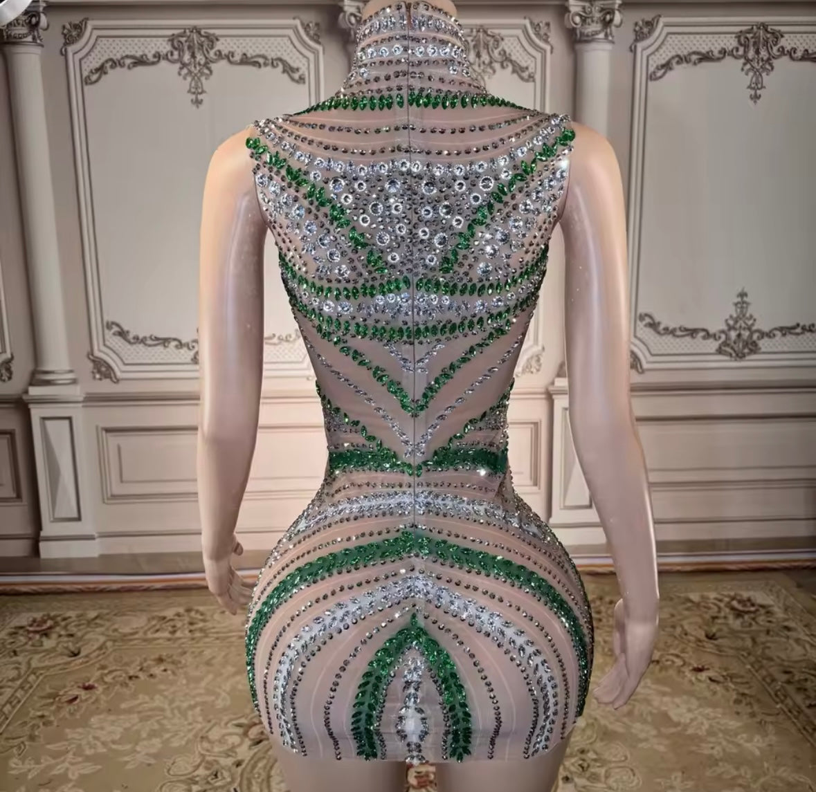 Sexy Sleeveless Rhinestone Embellishment Dress