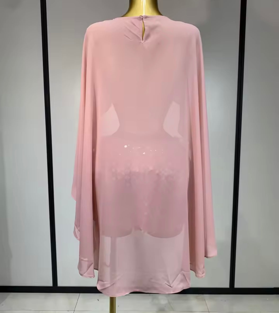 Sexy See Through Asymmetrical Top Flower Sequins Skirt Set