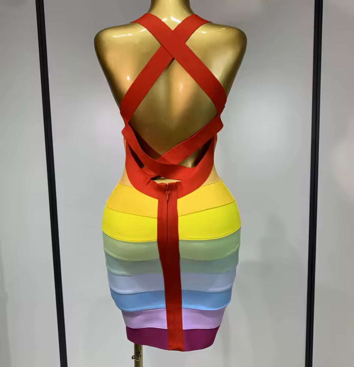 Sexy Sleeveless Open Back Multicolored Bandage Dress