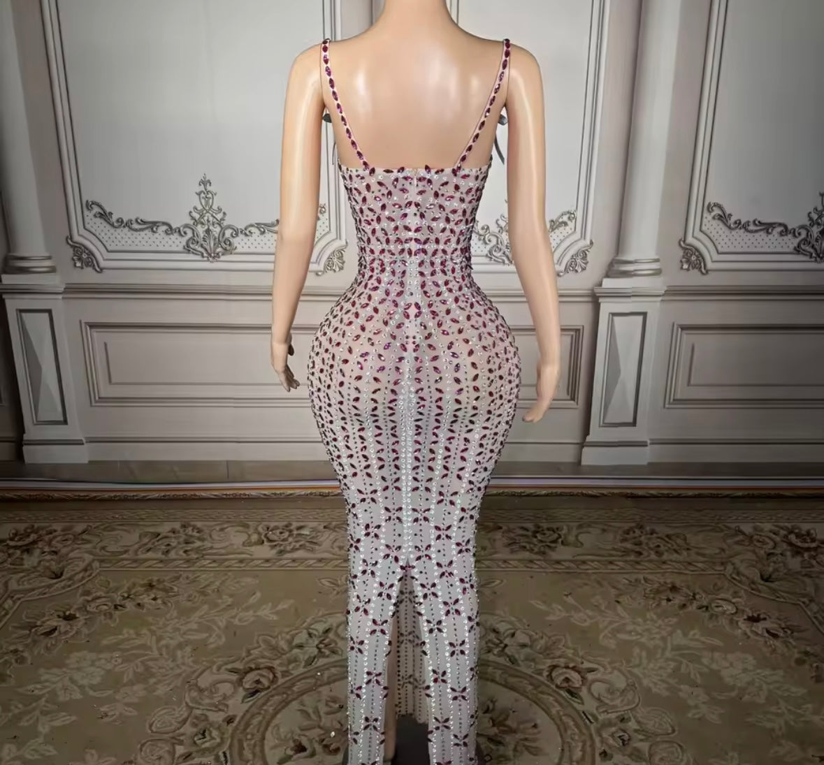 Sexy Bow Sleeveless Rhinestone Embellishment Maxi Dress