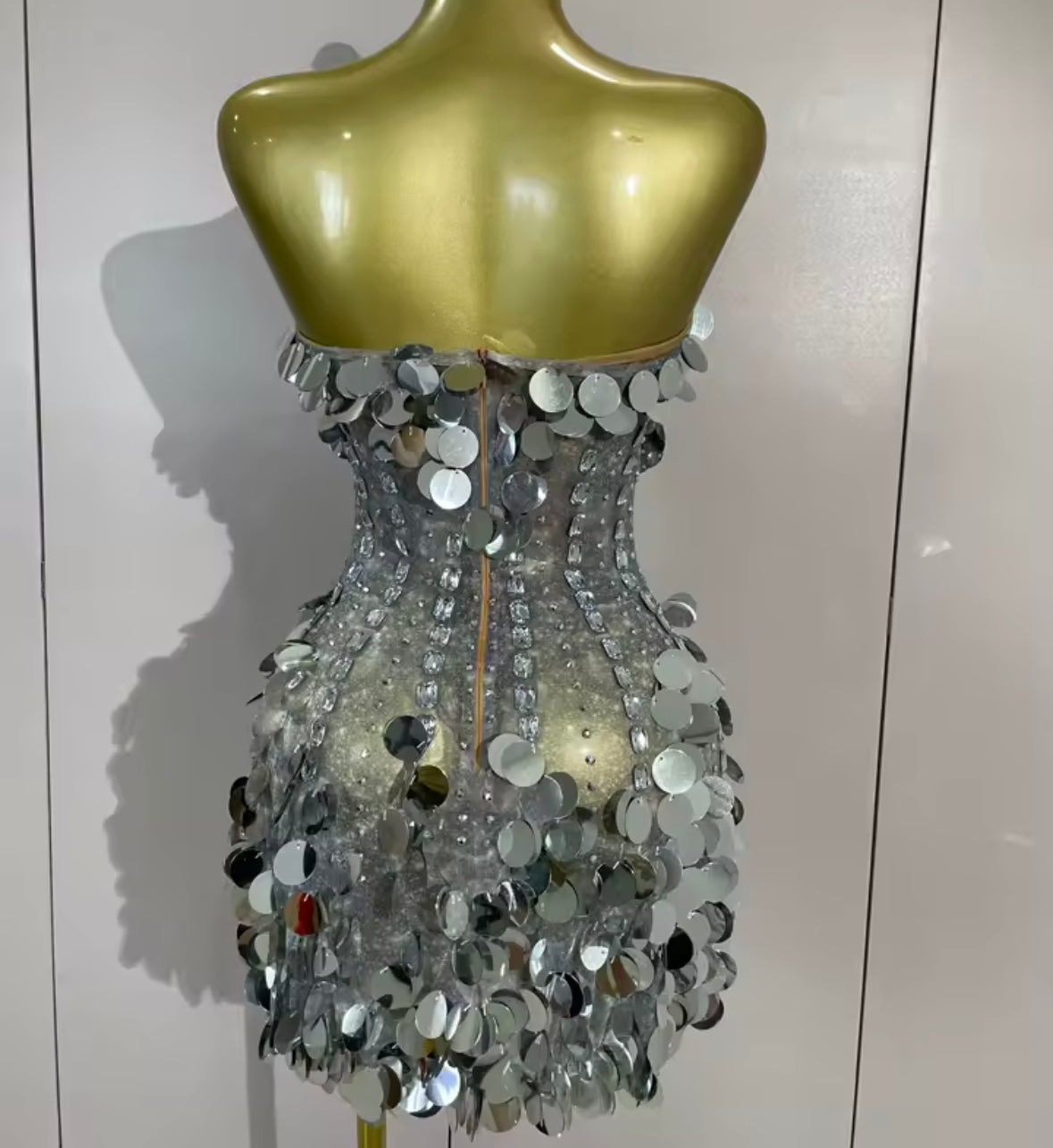 Sexy Strapless Rhinestone Sequins Dress