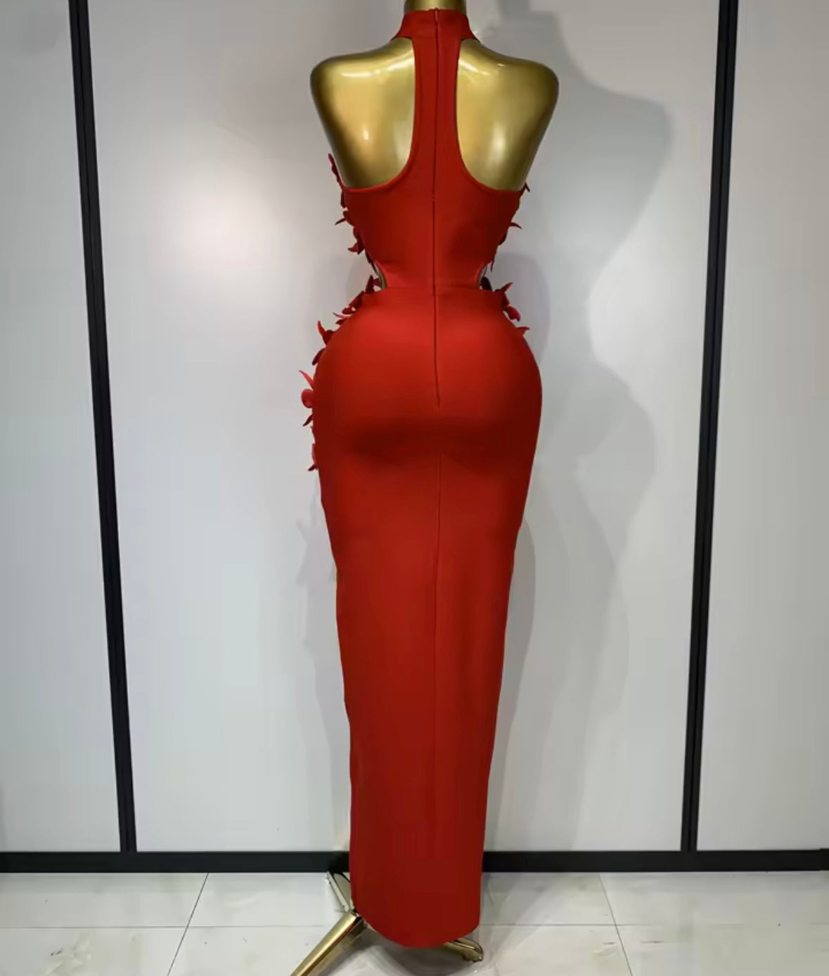 Elegant Sleeveless Floral Embellishment Floor-Length Dress