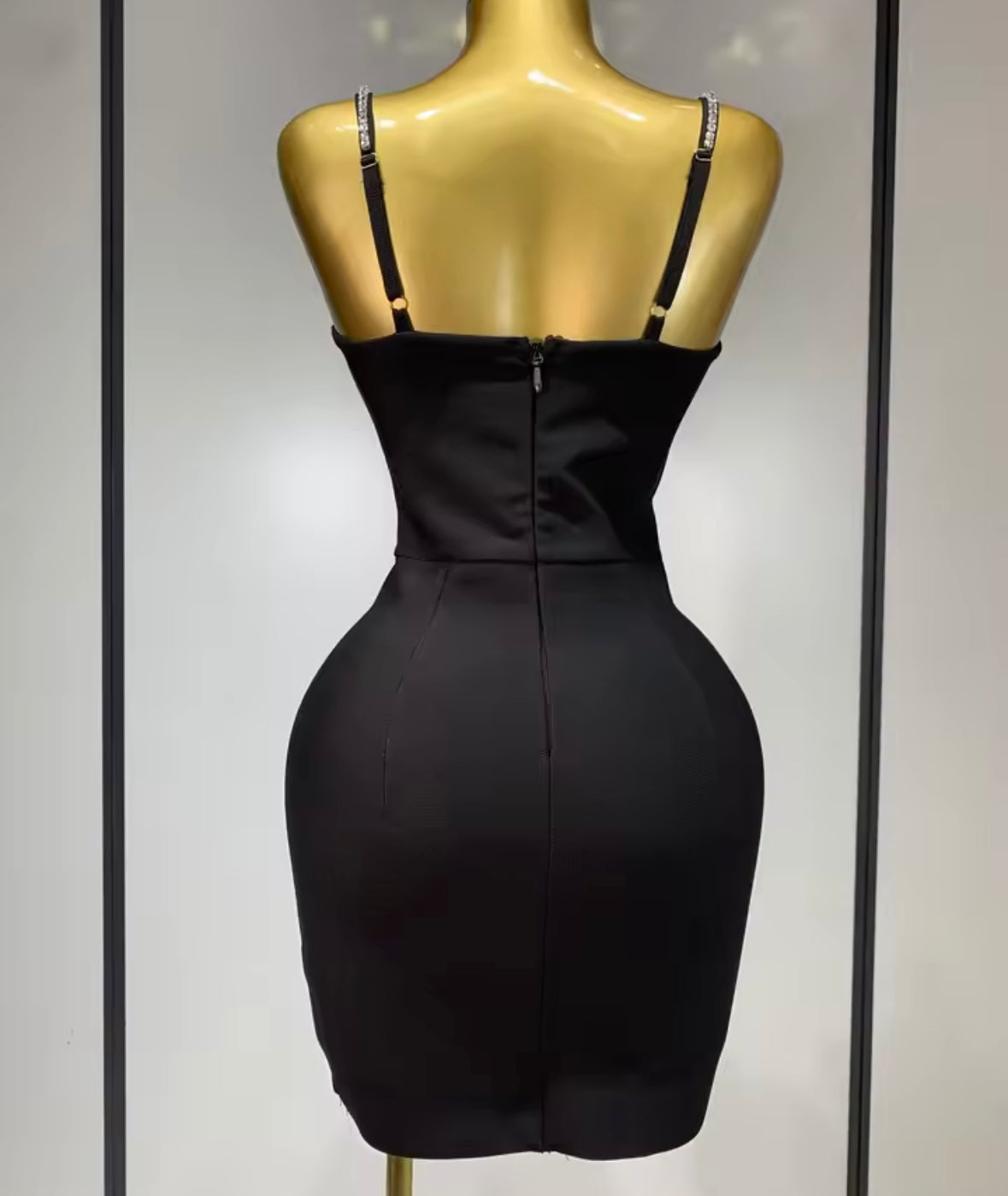 Black Sexy Sleeveless Bow Rhinestone Short Dress