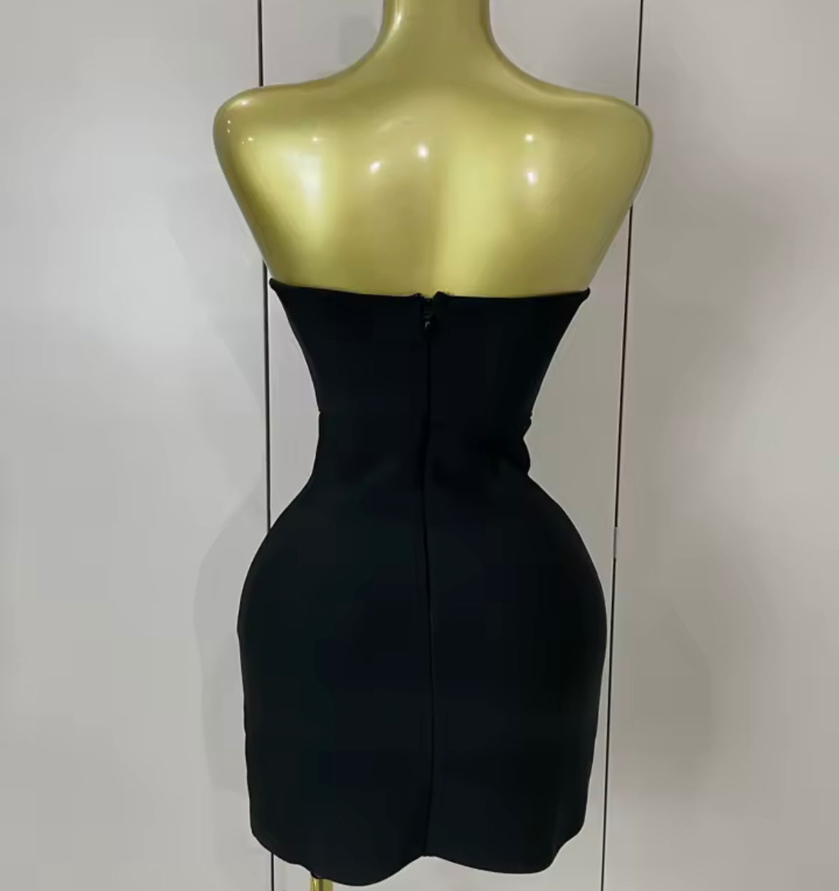 Sexy Black Strapless Color Crystal Short Dress