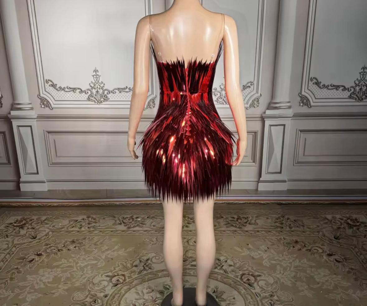 Sexy Strapless Sparkly Tassel Dress