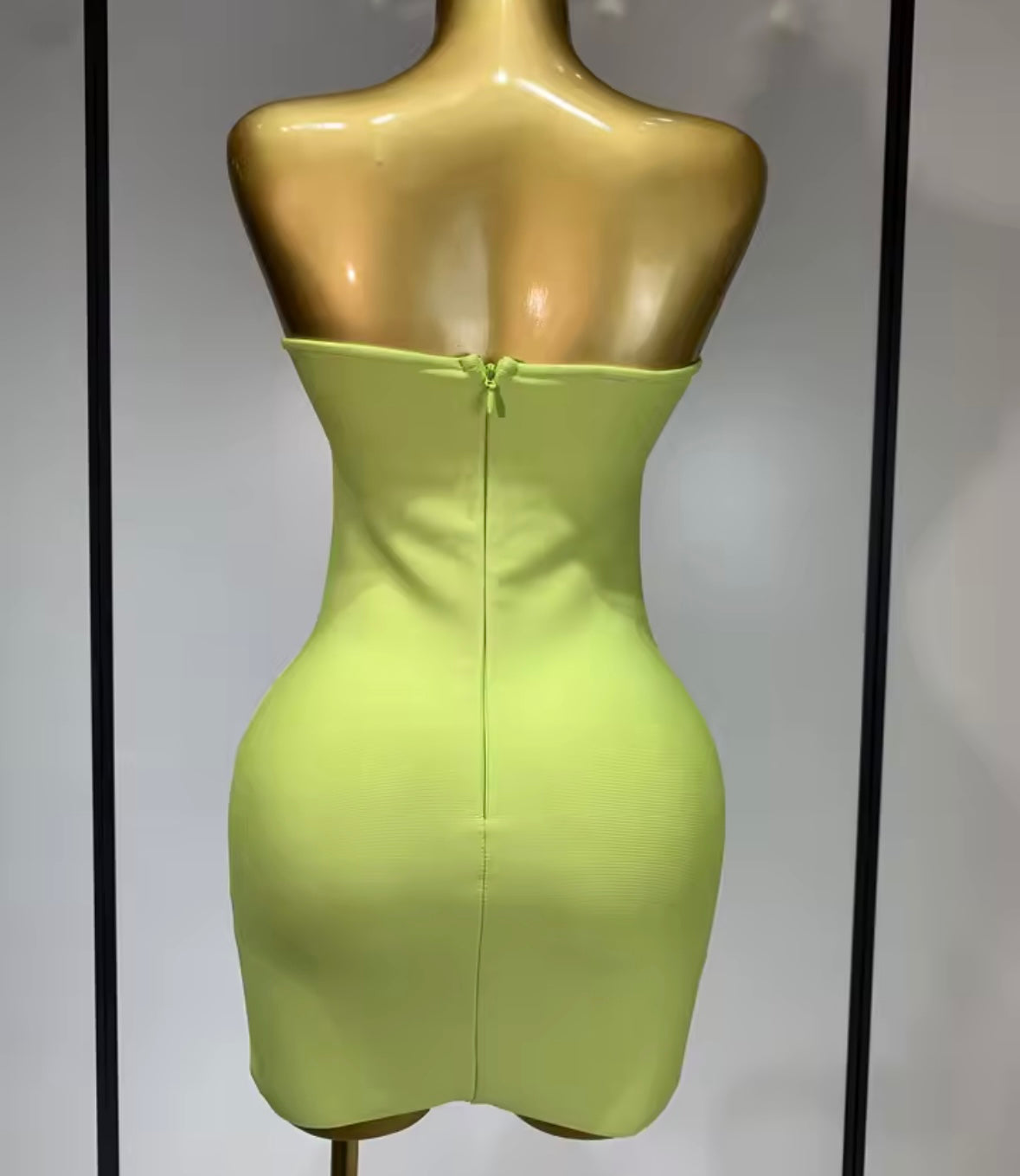 Sexy Green Strapless Crystal Hollow Out Dress