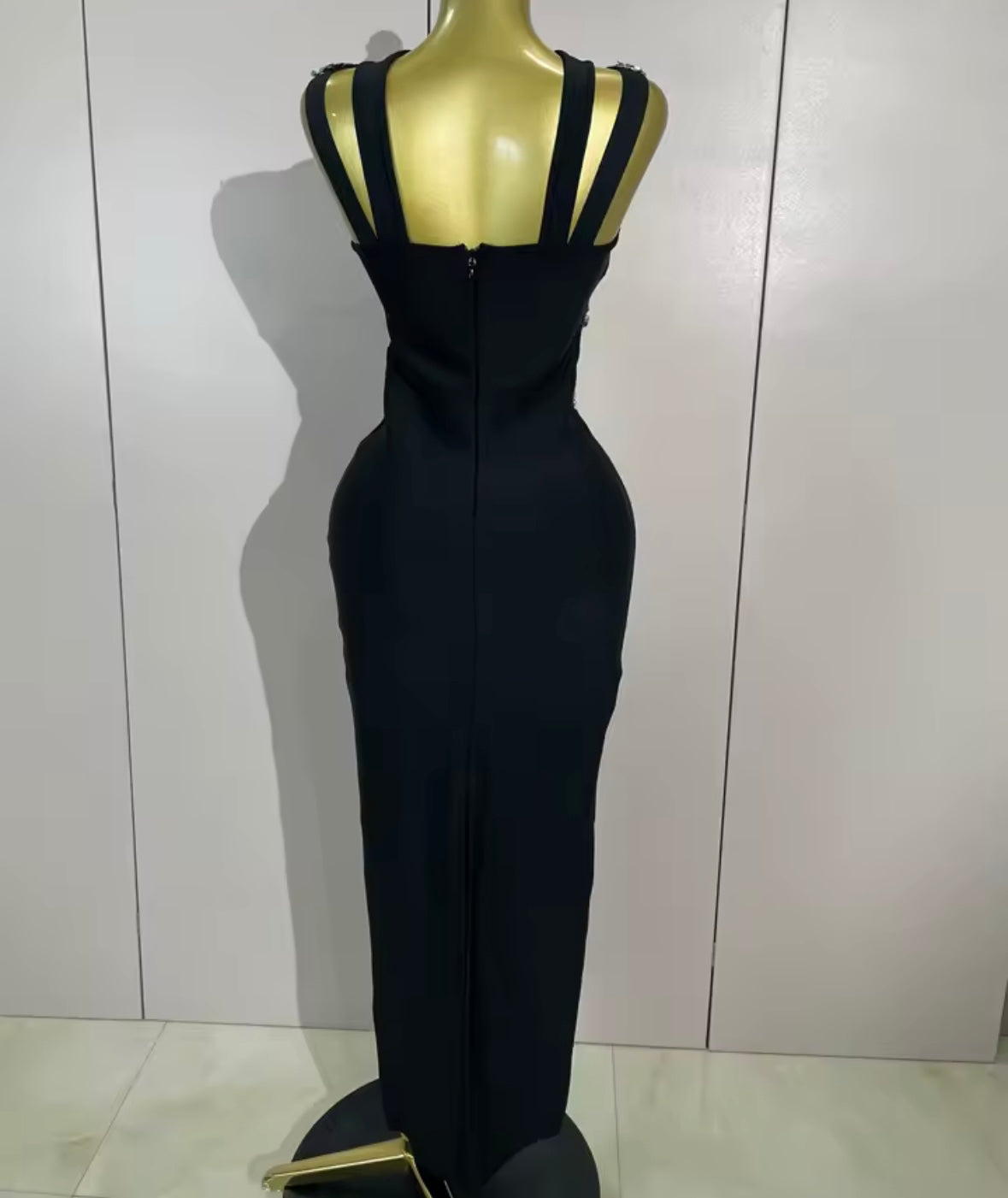 Black Sexy Sequins Sleeveless Floor-Length Dress
