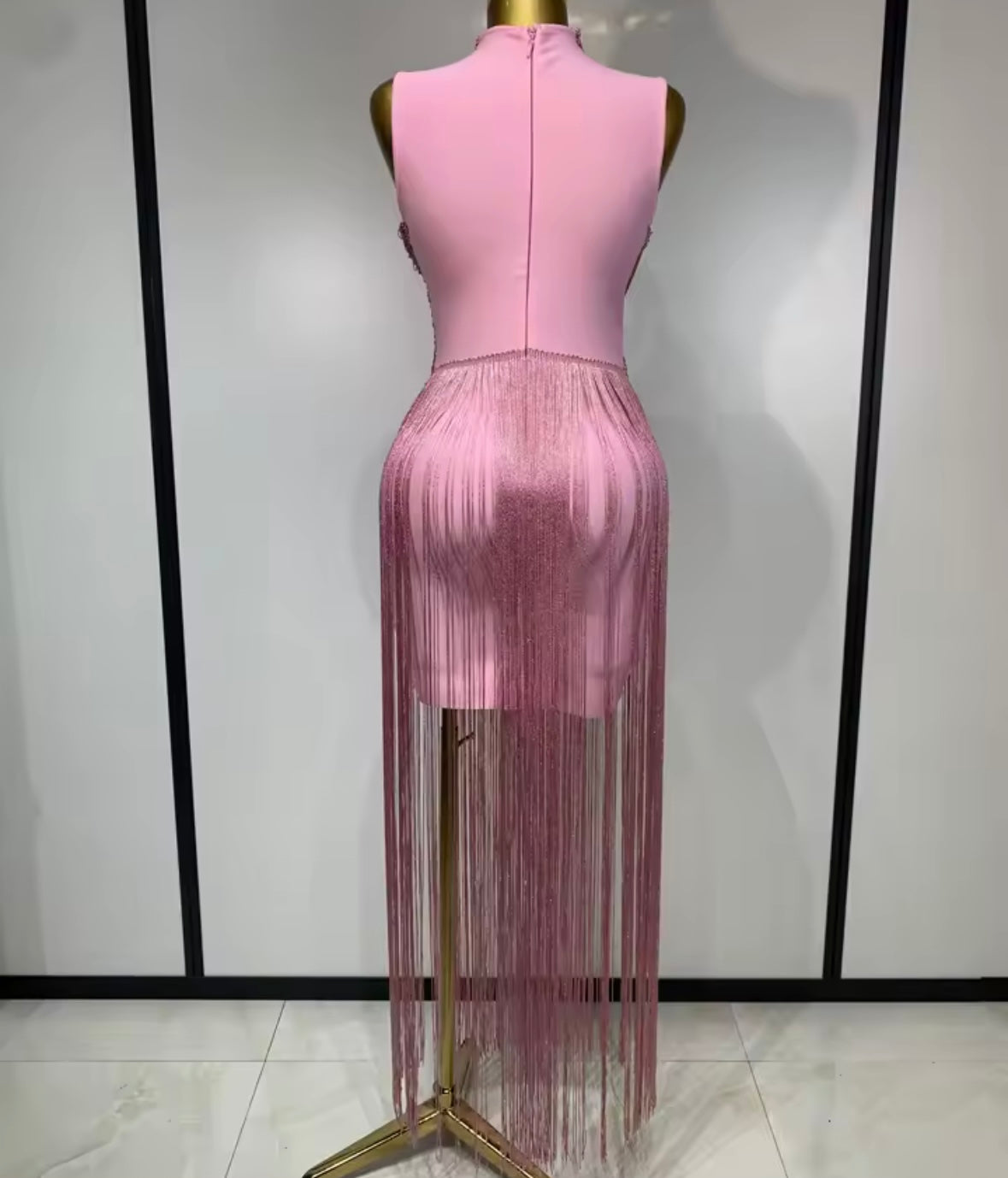Elegant Sleeveless Fringe Tassel Maxi Dress