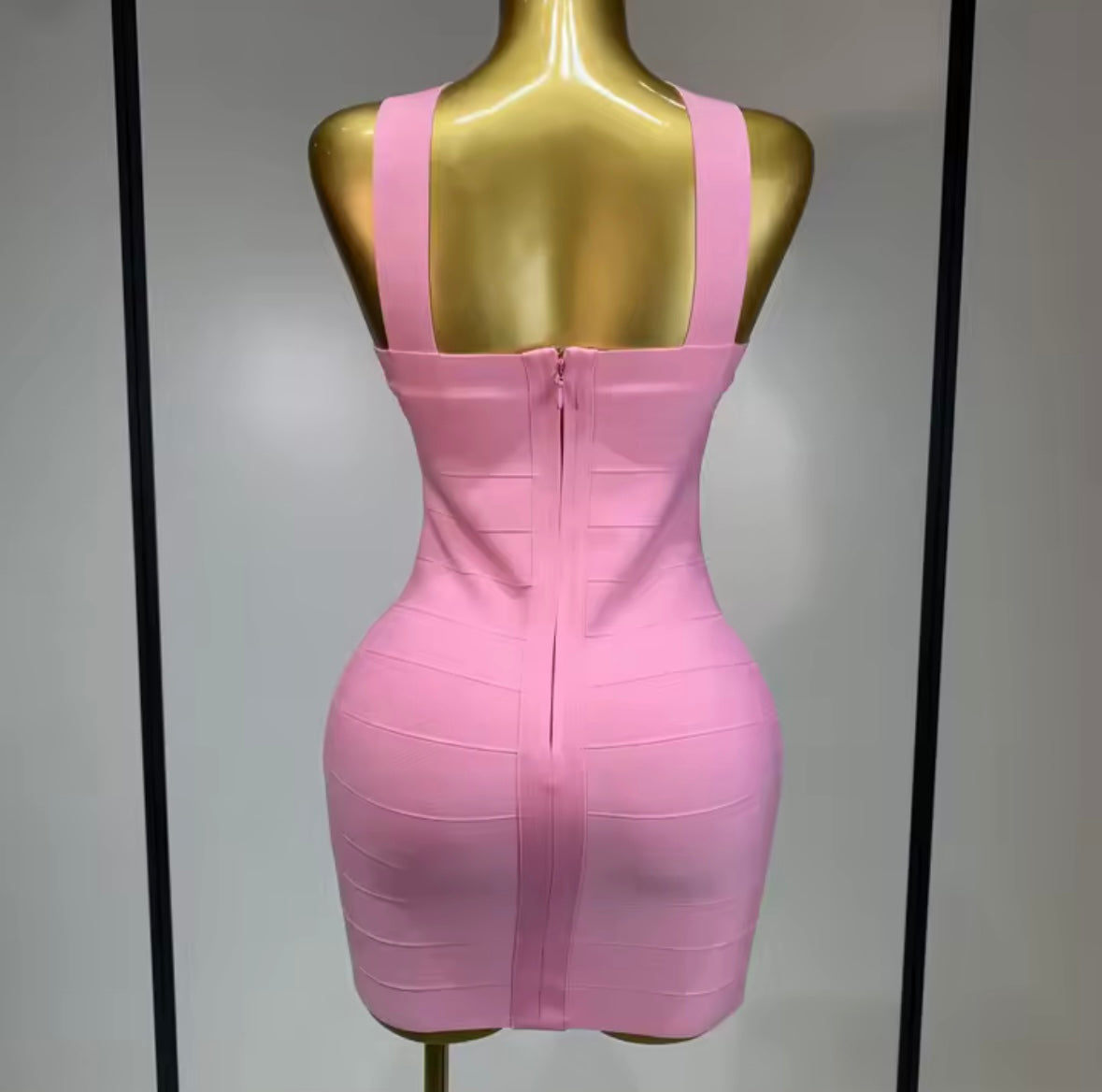 Sexy Pink Halter Sleeveless Bandage Dress
