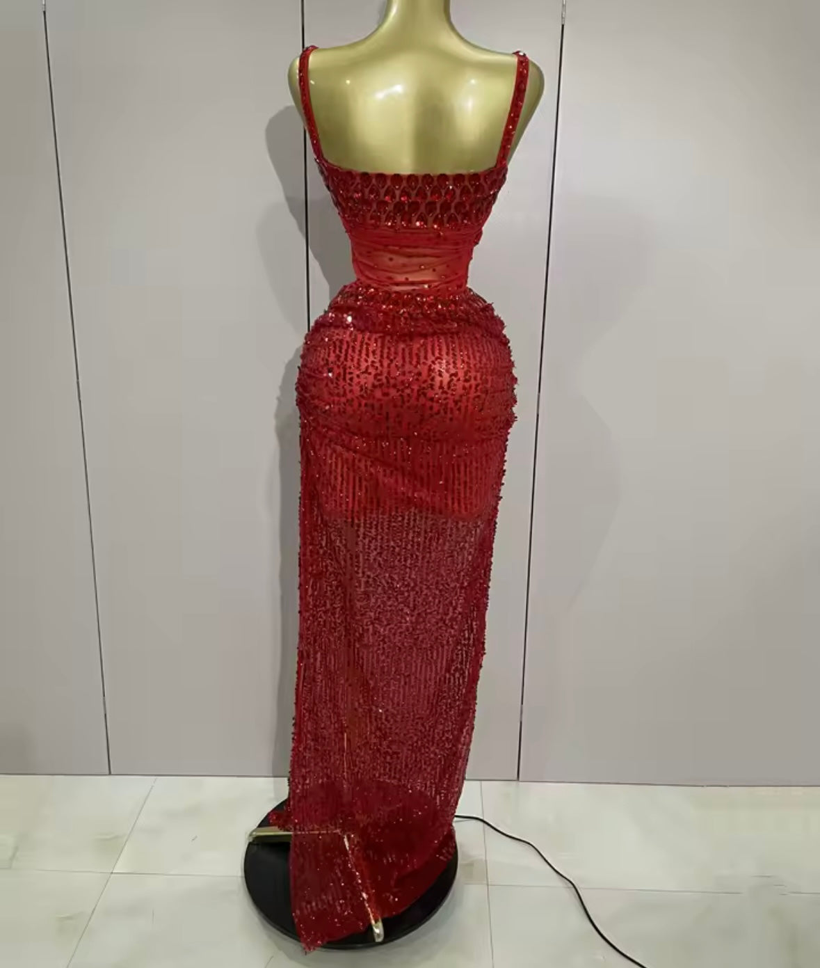 Sexy Sleeveless Crystal Sequins Maxi Dress