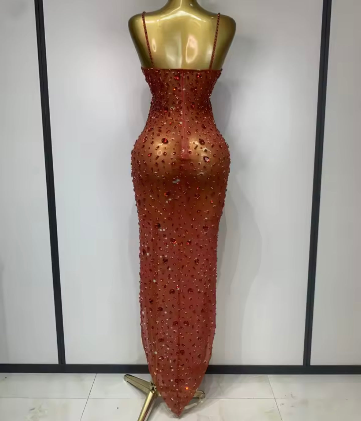 Sleeveless Sexy Rhinestone Embellishment Maxi Dress