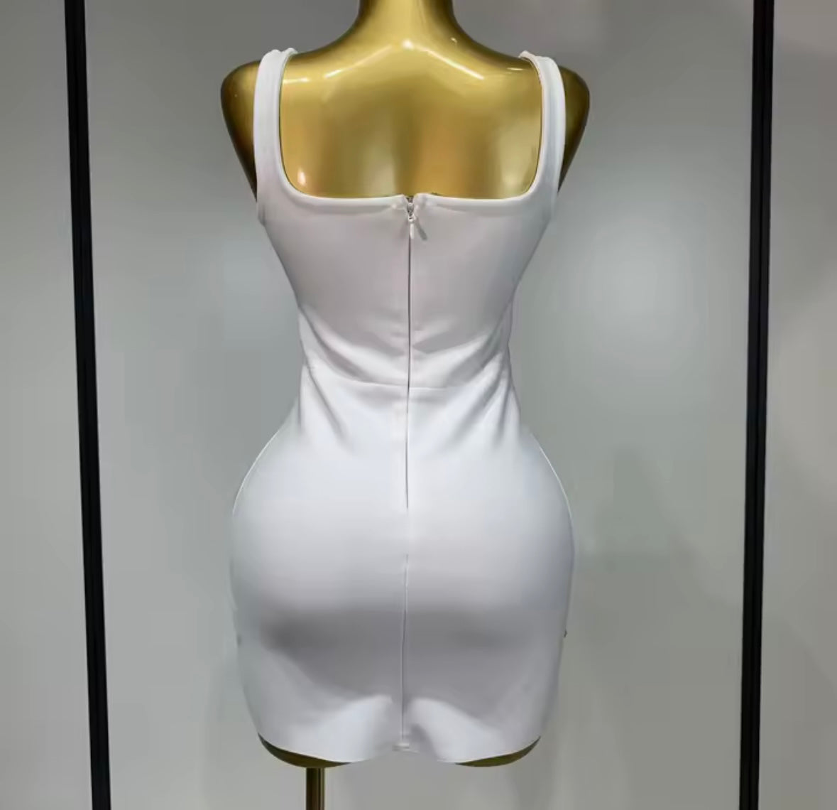 Sexy White Sleeveless Beaded Rhinestone Dress