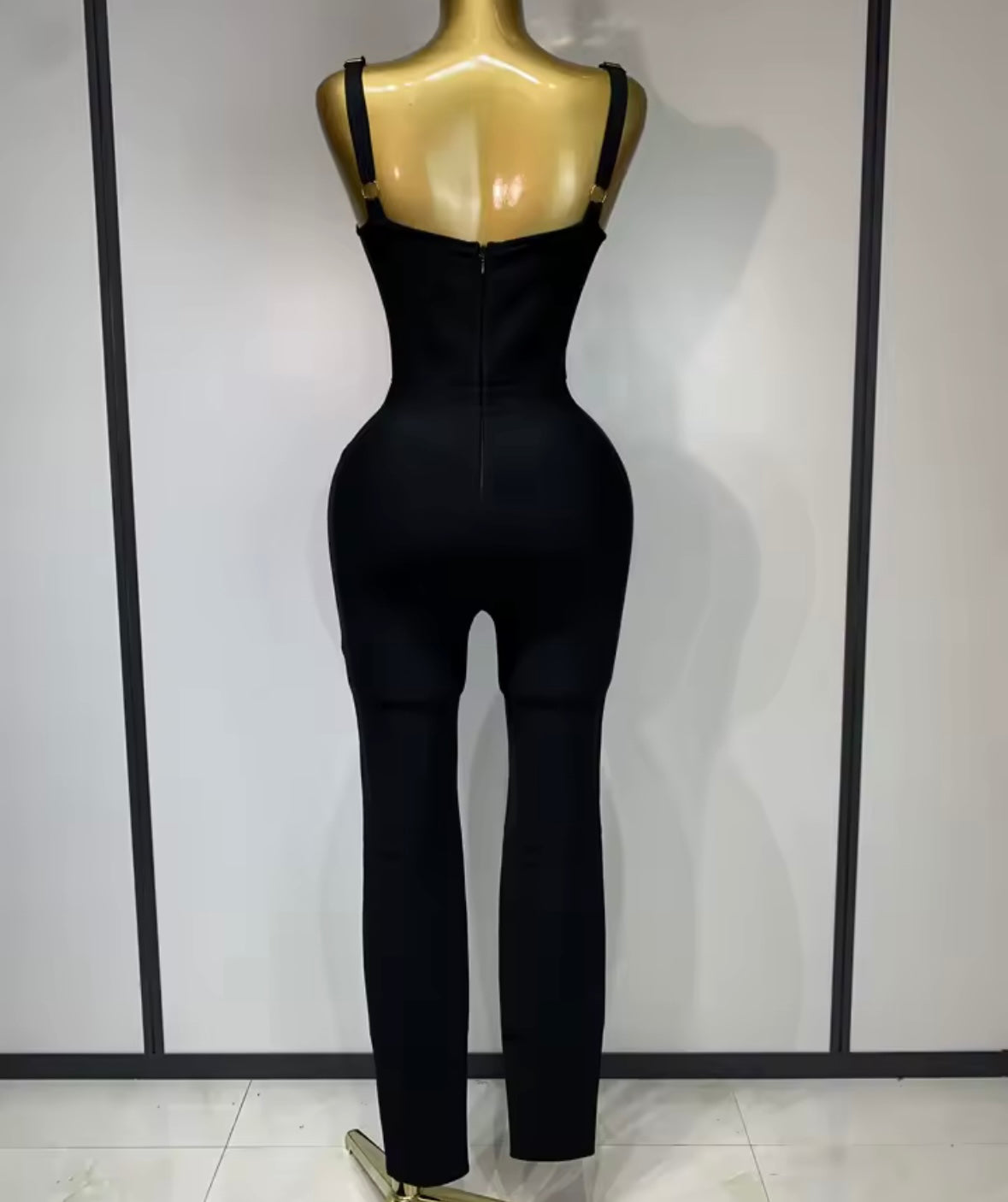 Black Sleeveless V-Neck Bandage Jumpsuit