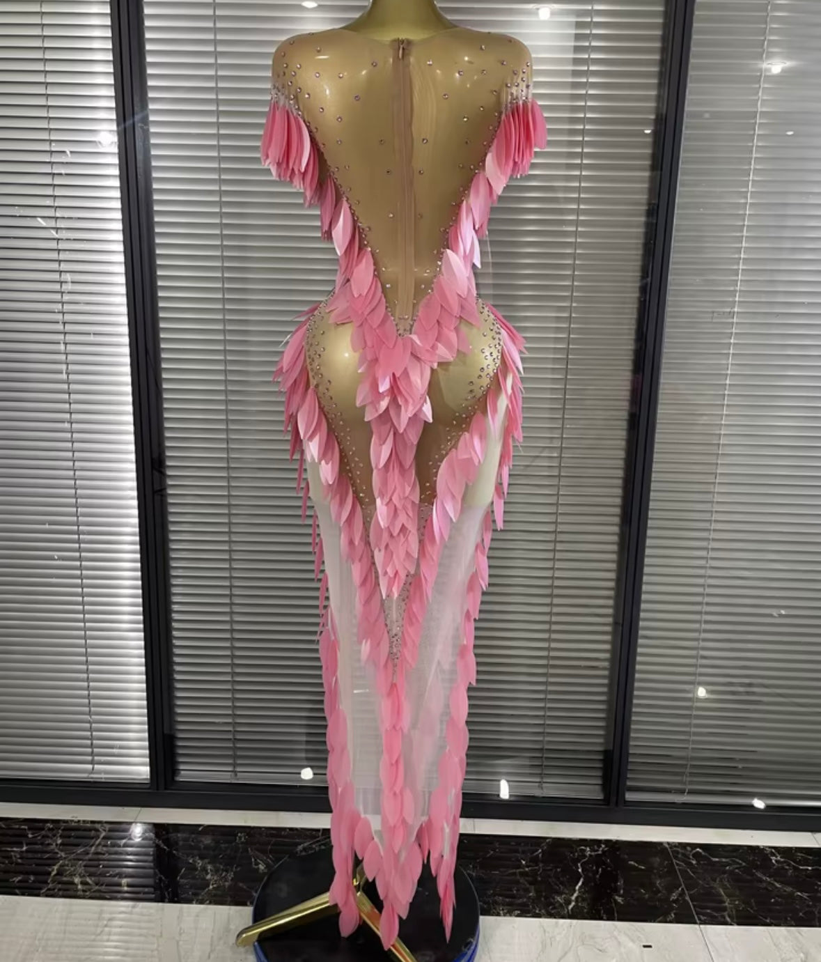 Sexy See Through Sequins Rhinestone Maxi Dress