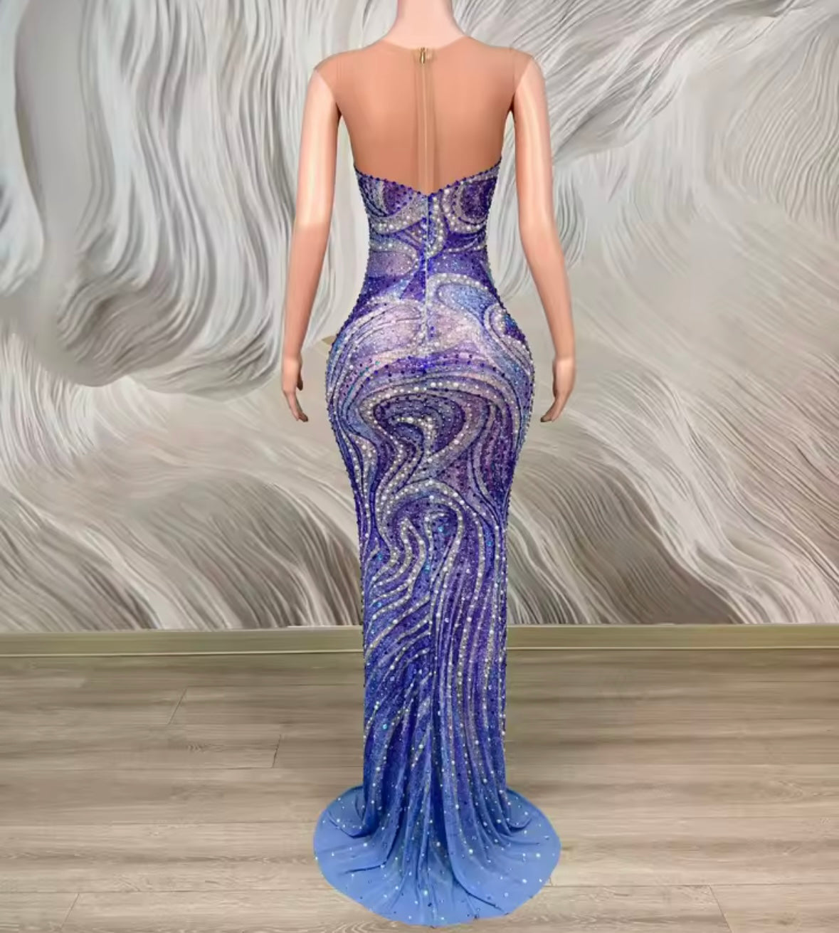 Sexy Sleeveless Multicolored Rhinestone Embellishment Dress
