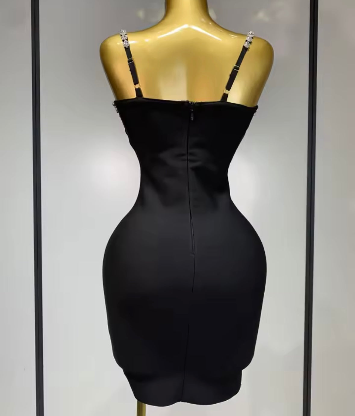 Black Rhinestone Embellishment Sexy Sleeveless Short Dress