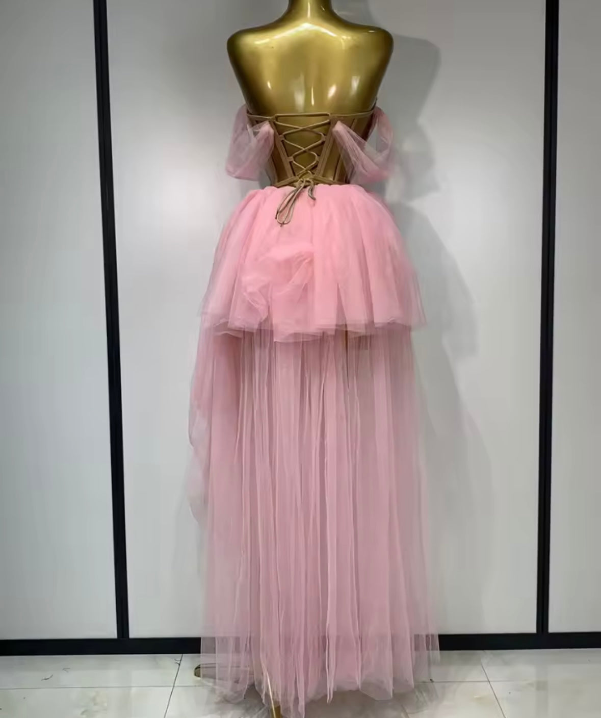 Lace Strapless Sexy Asymmetrical Mesh Two Piece Skirt Set