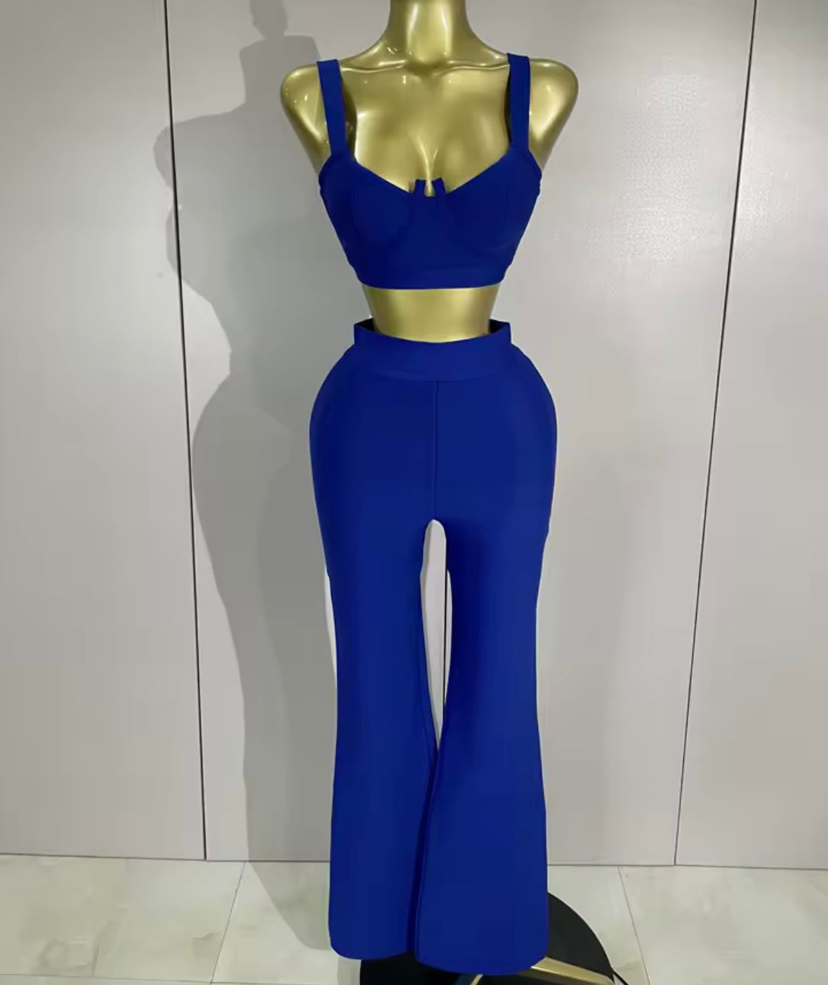 Sleeveless Back Zipper Crop Tank Two Piece Pant Set