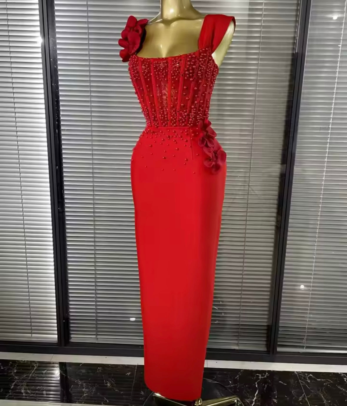 Elegant Beaded Floral Sleeveless Maxi Dress