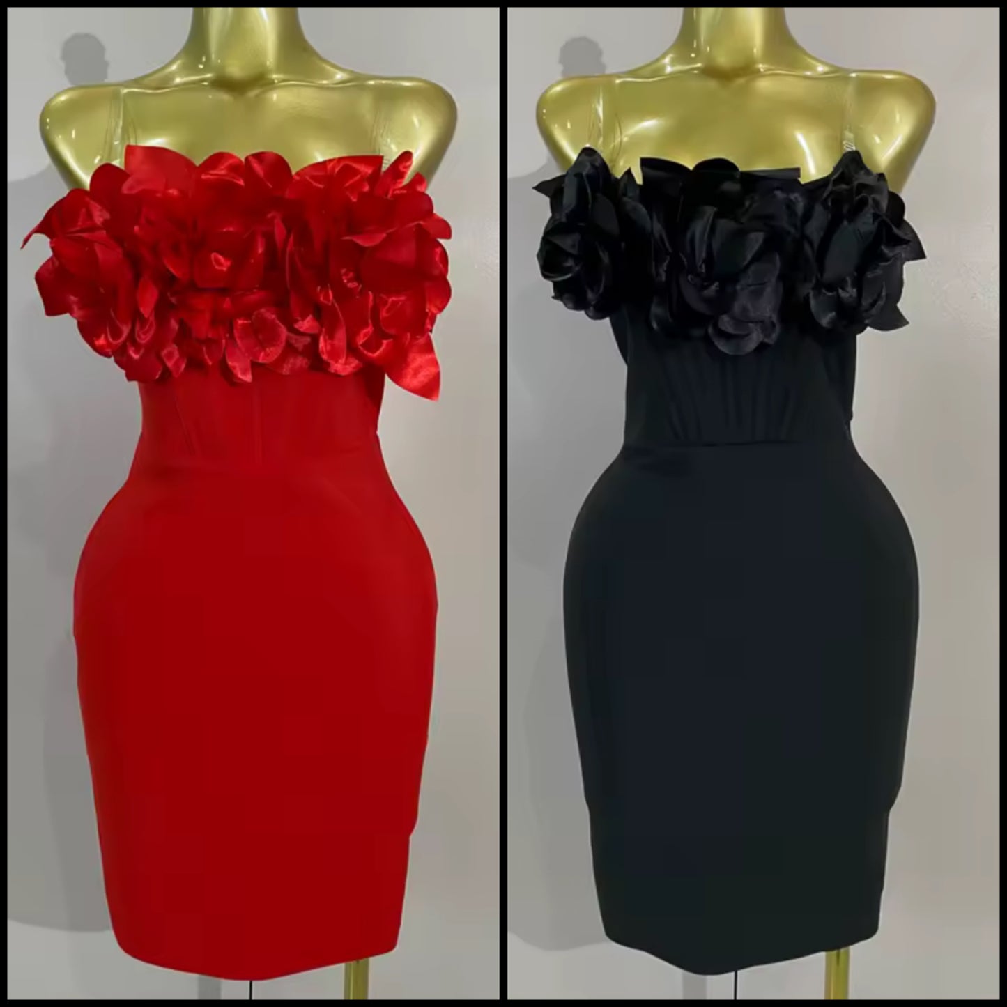 Sexy Floral Strapless Bandage Dress