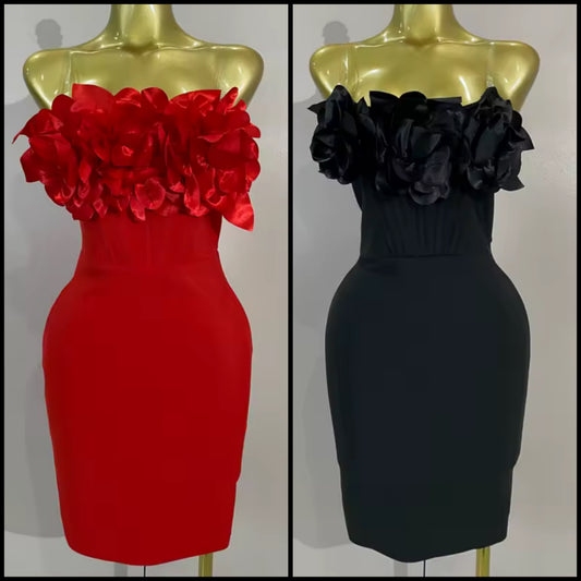 Sexy Floral Strapless Bandage Dress