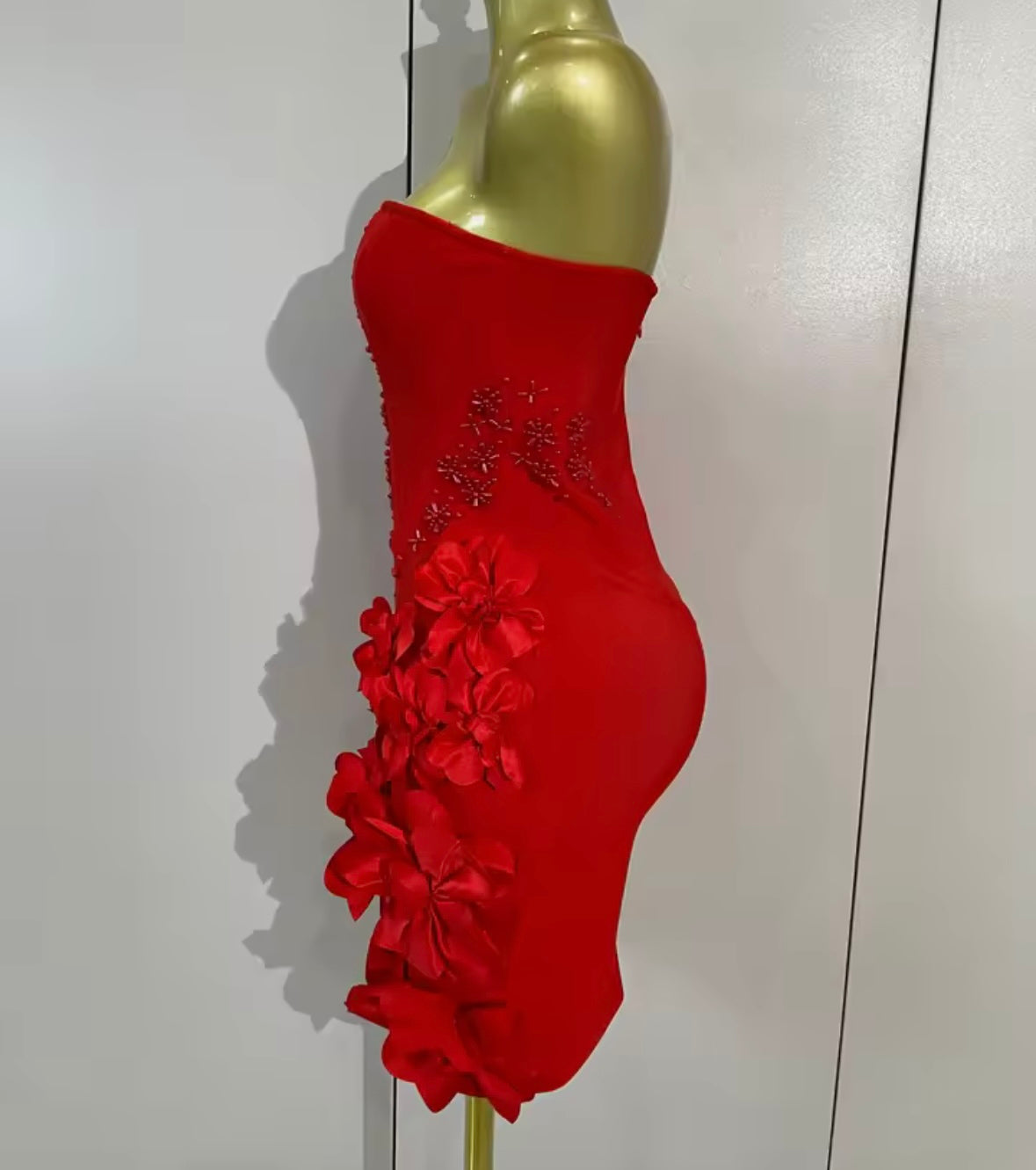 Sexy Strapless Beaded Floral Bandage Dress