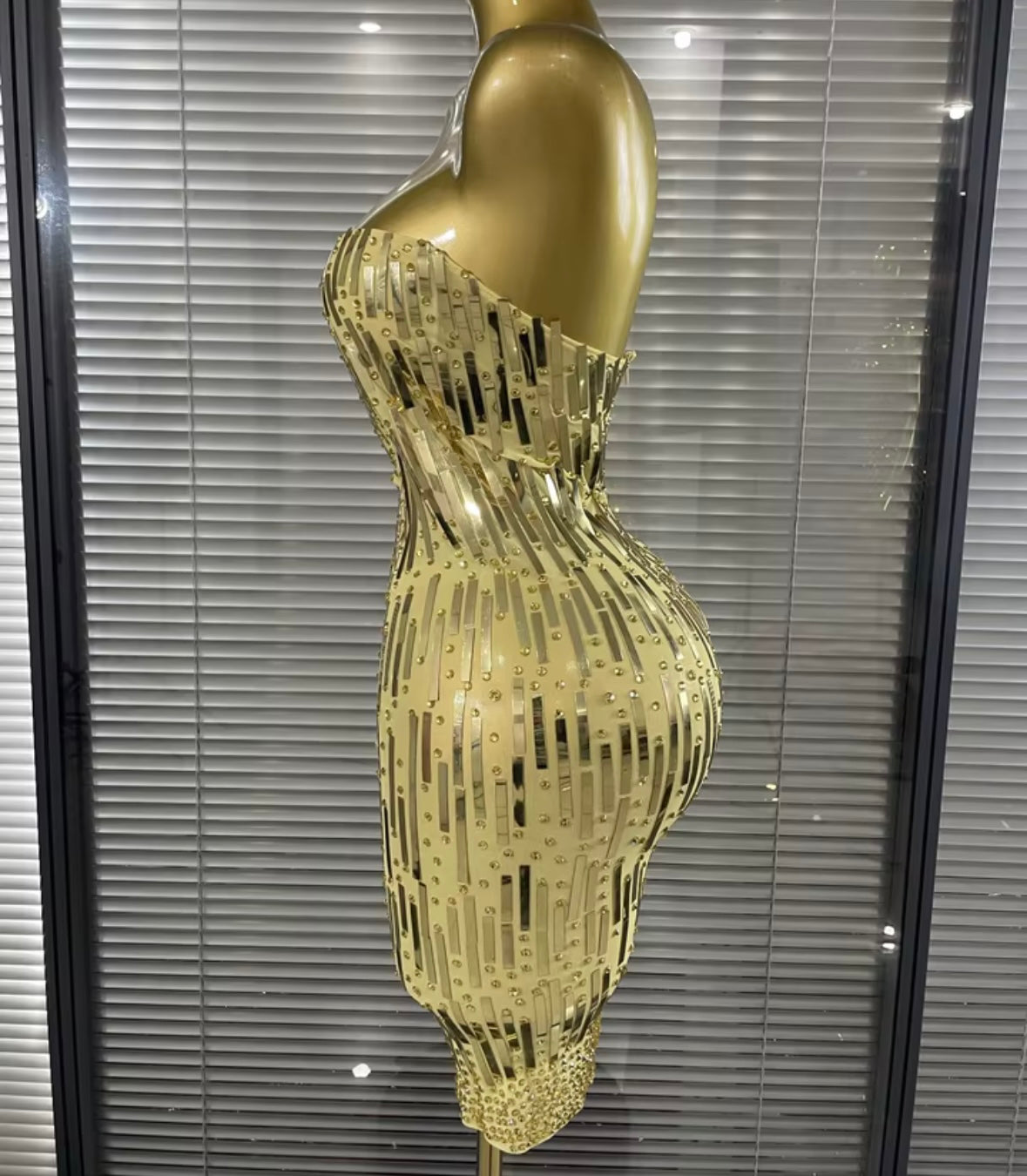 Sexy Strapless Rhinestone Sequins Bandage Dress