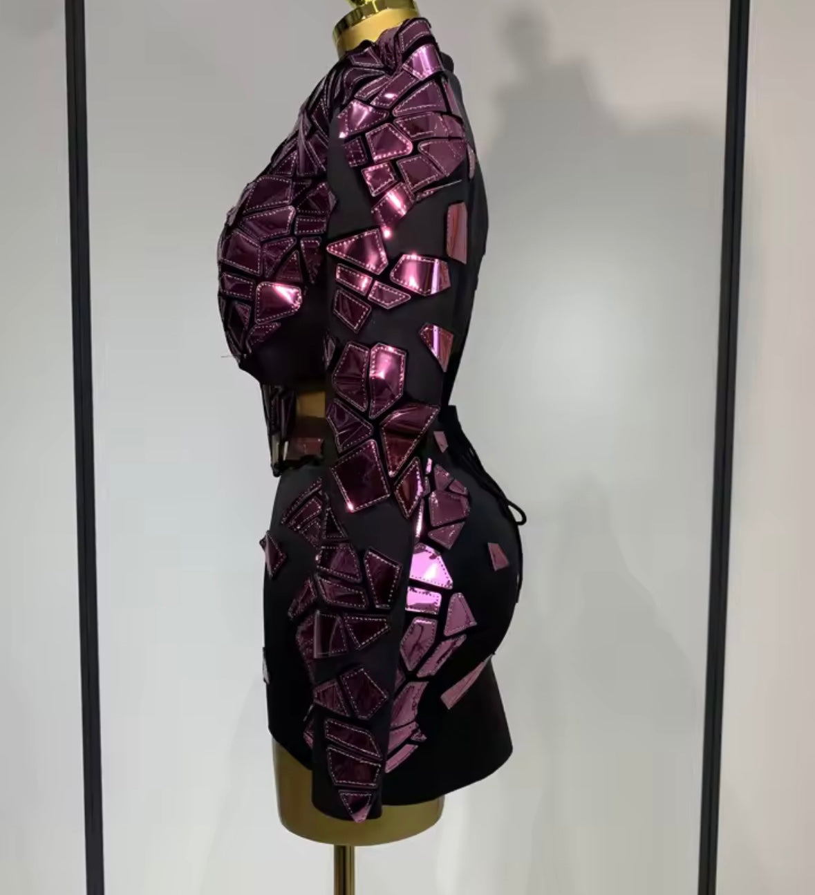 Mirror Strapless Sexy Three Piece Jacket Skirt Set