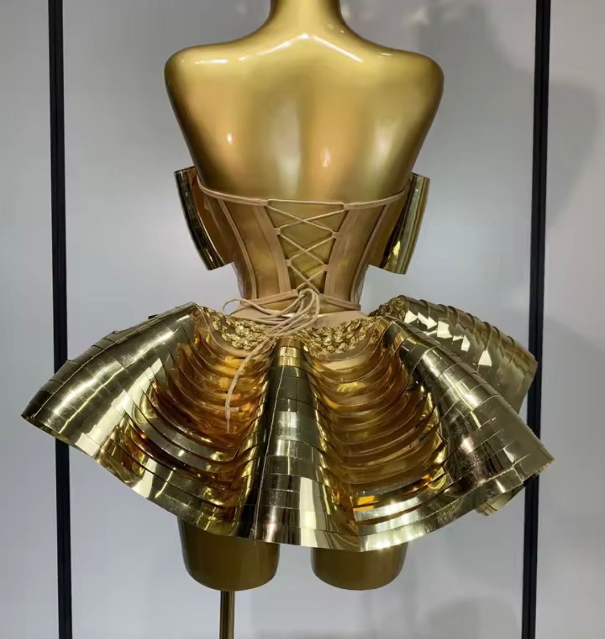 Sexy Bow Strapless Metallic Mesh Rhinestone Two Piece Skirt Set