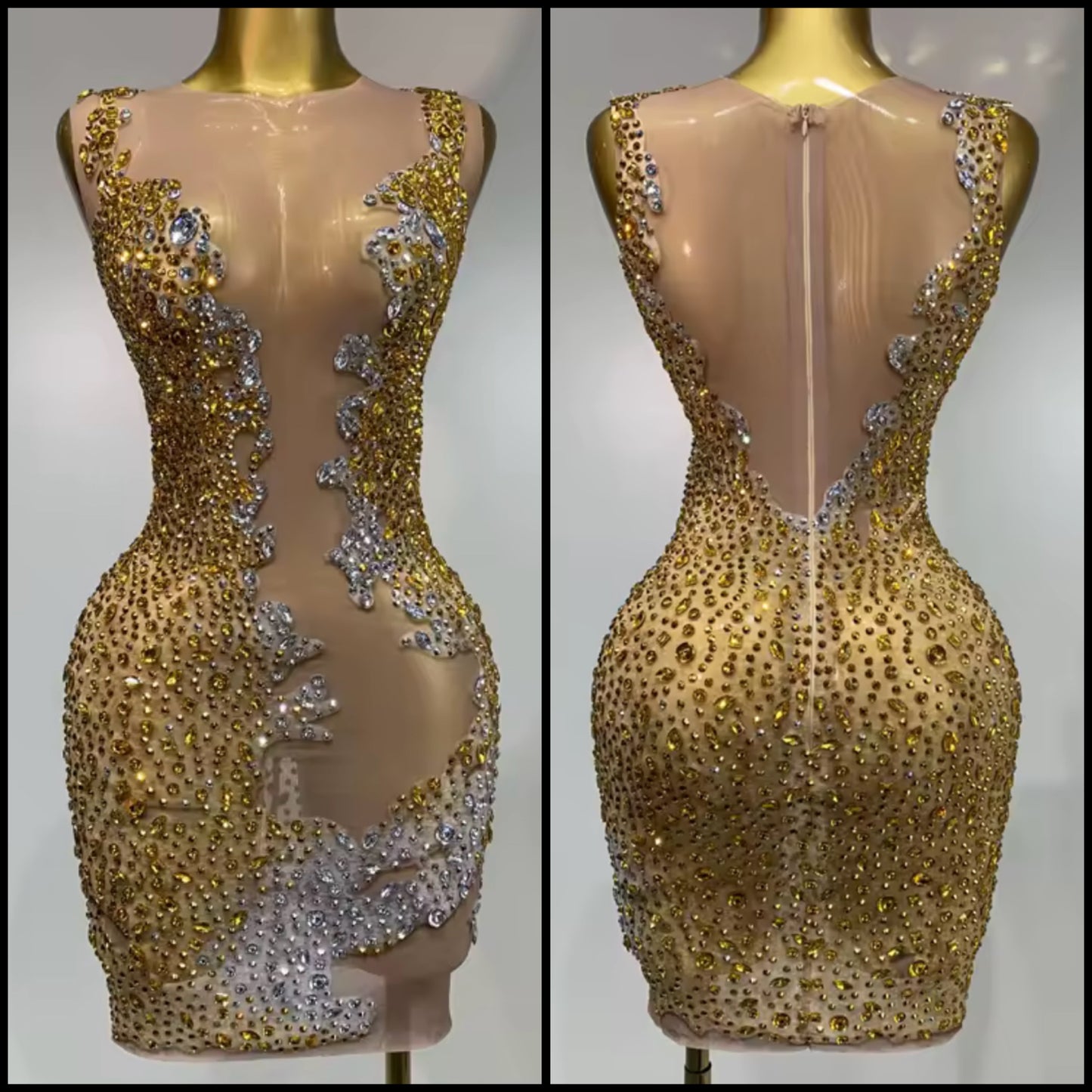 Sexy Sleeveless Rhinestone Embellishment Short Dress