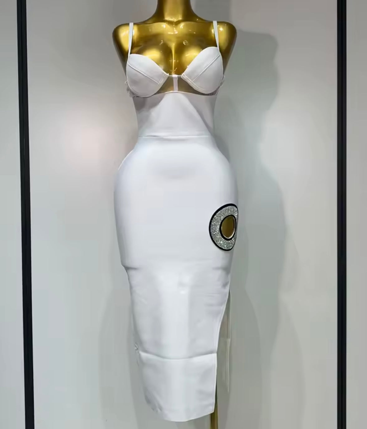 White Sexy Sleeveless Bling Bandage Dress