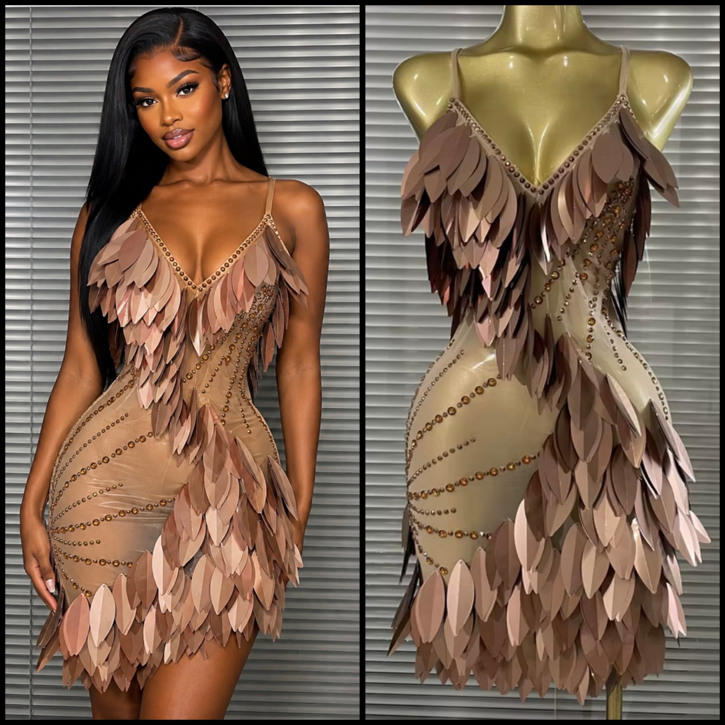 Sexy Sleeveless Open Back Sequins Rhinestone Dress