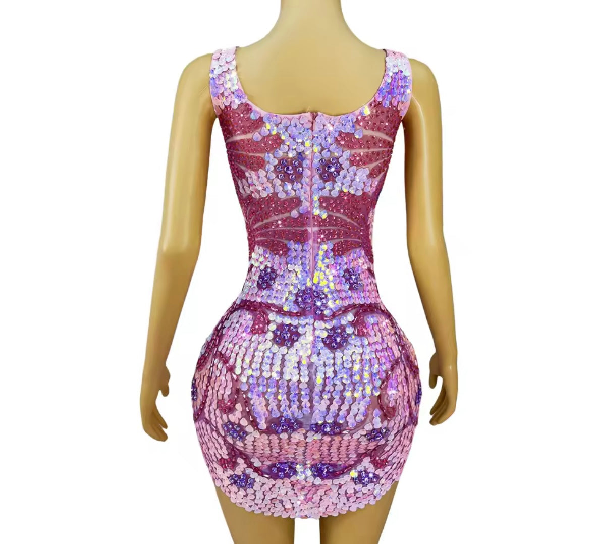 Sexy Sleeveless Sequins Rhinestone Dress