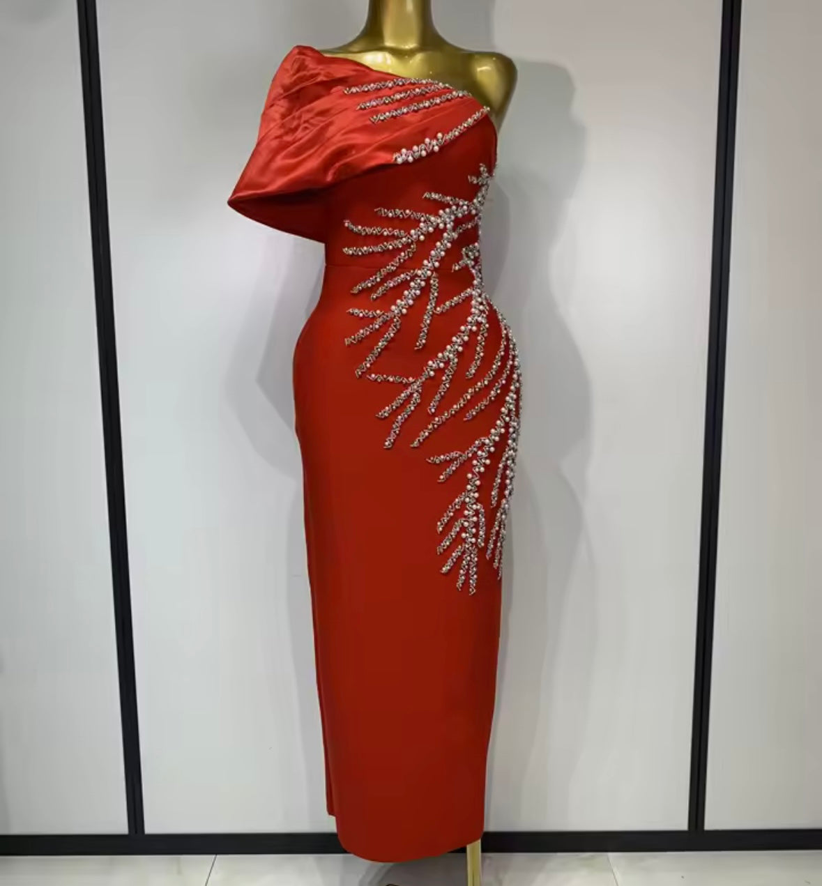 Strapless Beaded Rhinestone Elegant Dress