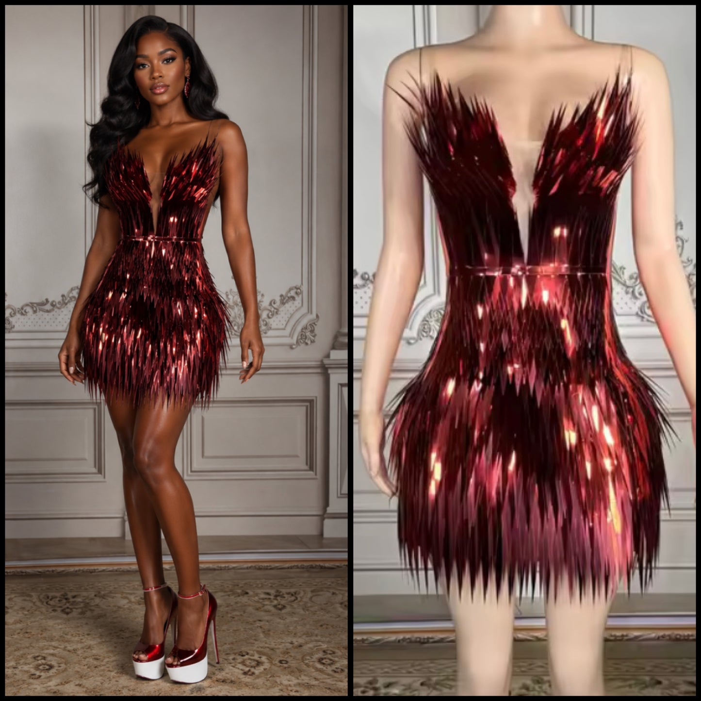 Sexy Strapless Sparkly Tassel Dress