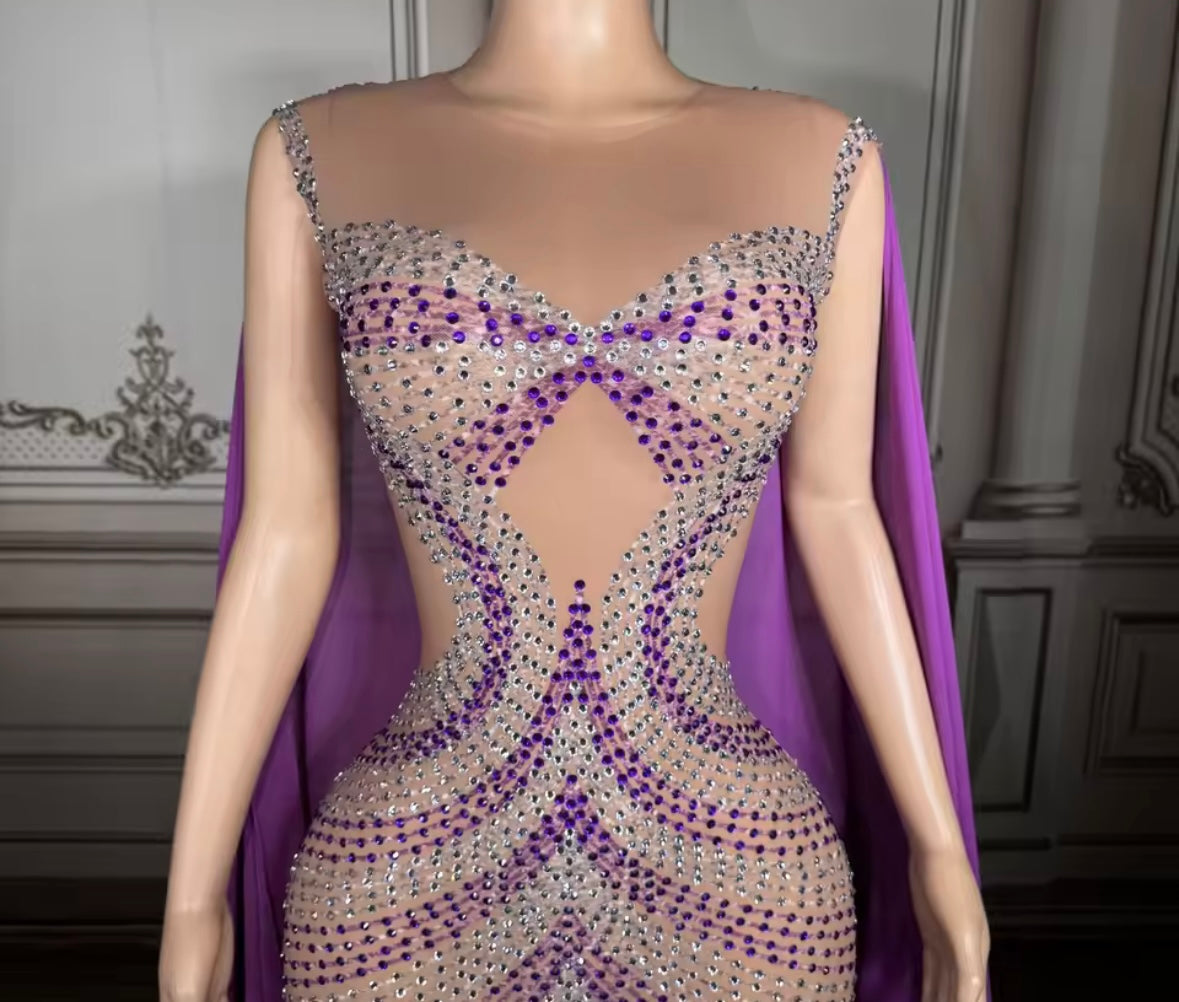 Elegant Sleeveless Rhinestone Embellishment Floor-Length Dress