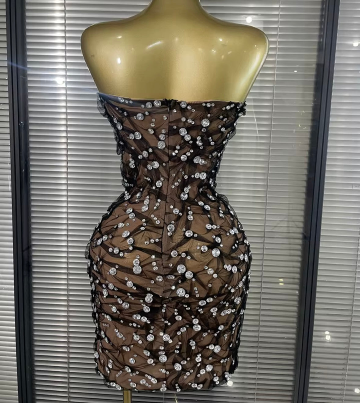 Sexy Strapless Rhinestone Embellishment Dress