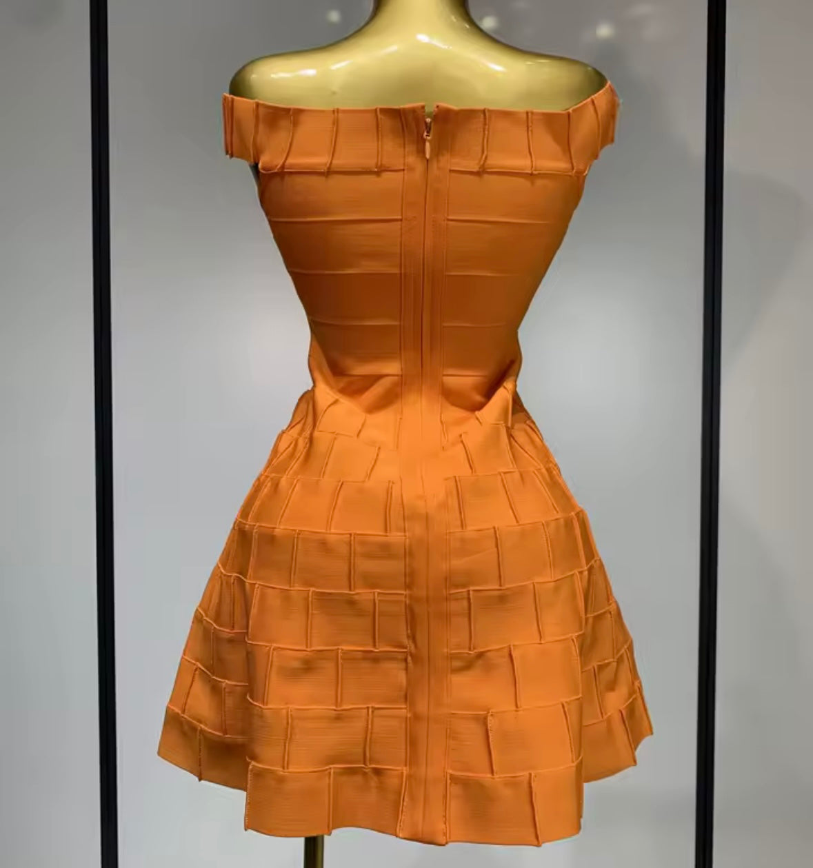 Orange Sexy Off The Shoulder Sleeveless Dress