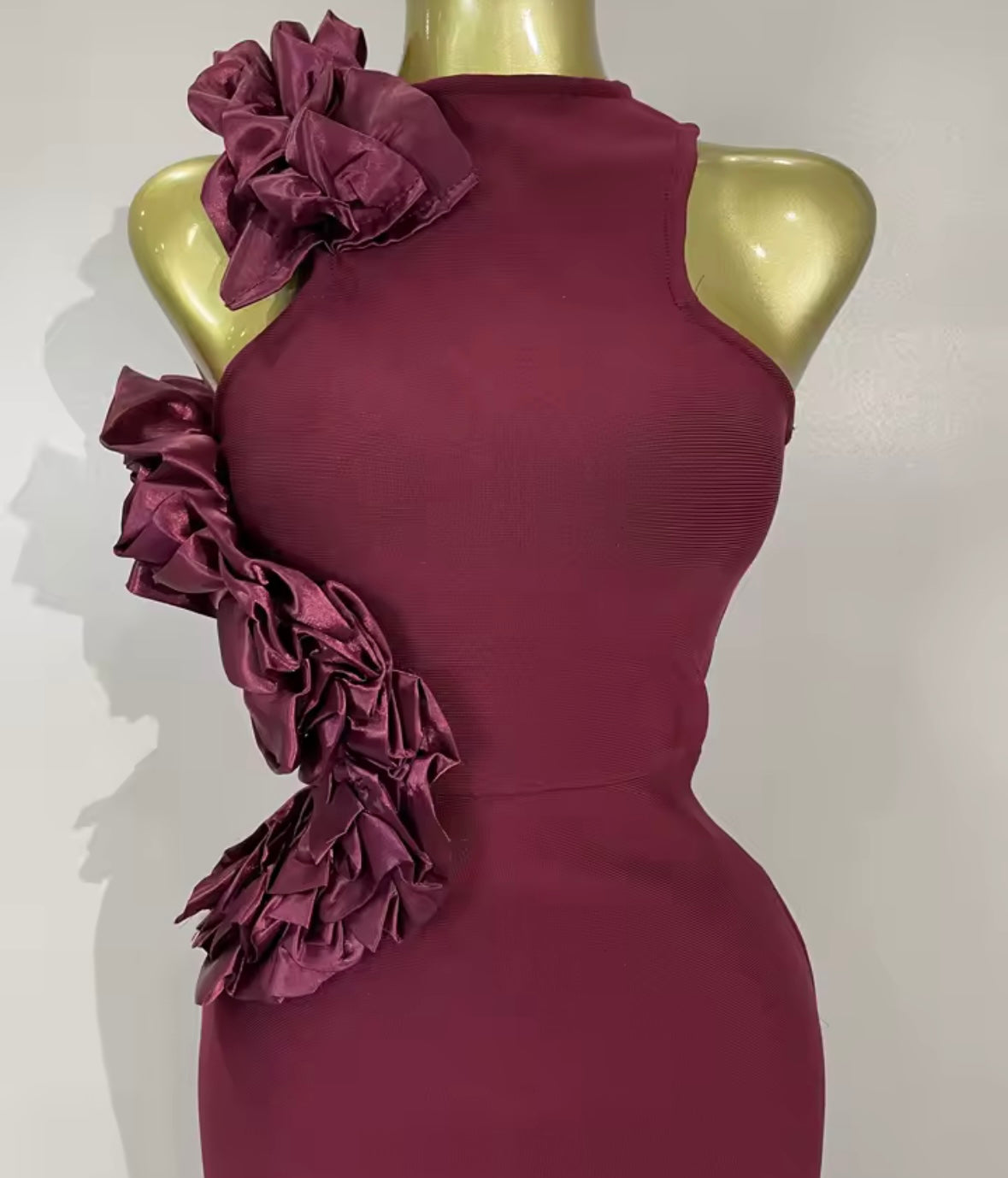Sexy Sleeveless Burgundy Maxi Dress