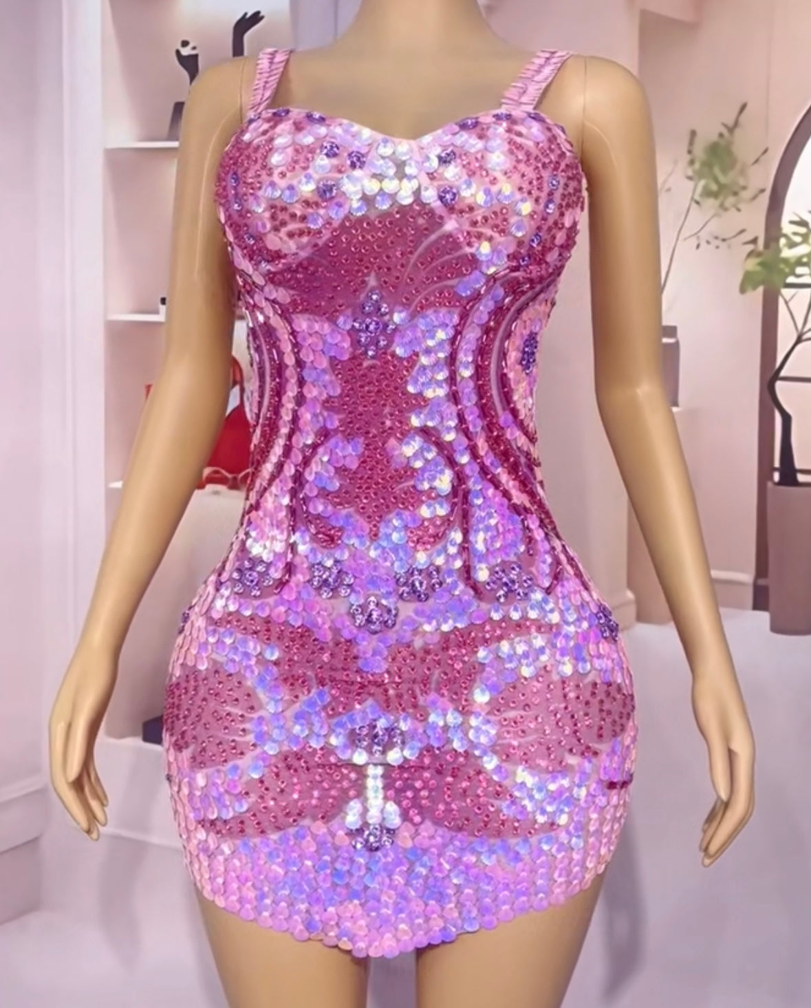 Sexy Sleeveless Sequins Rhinestone Dress