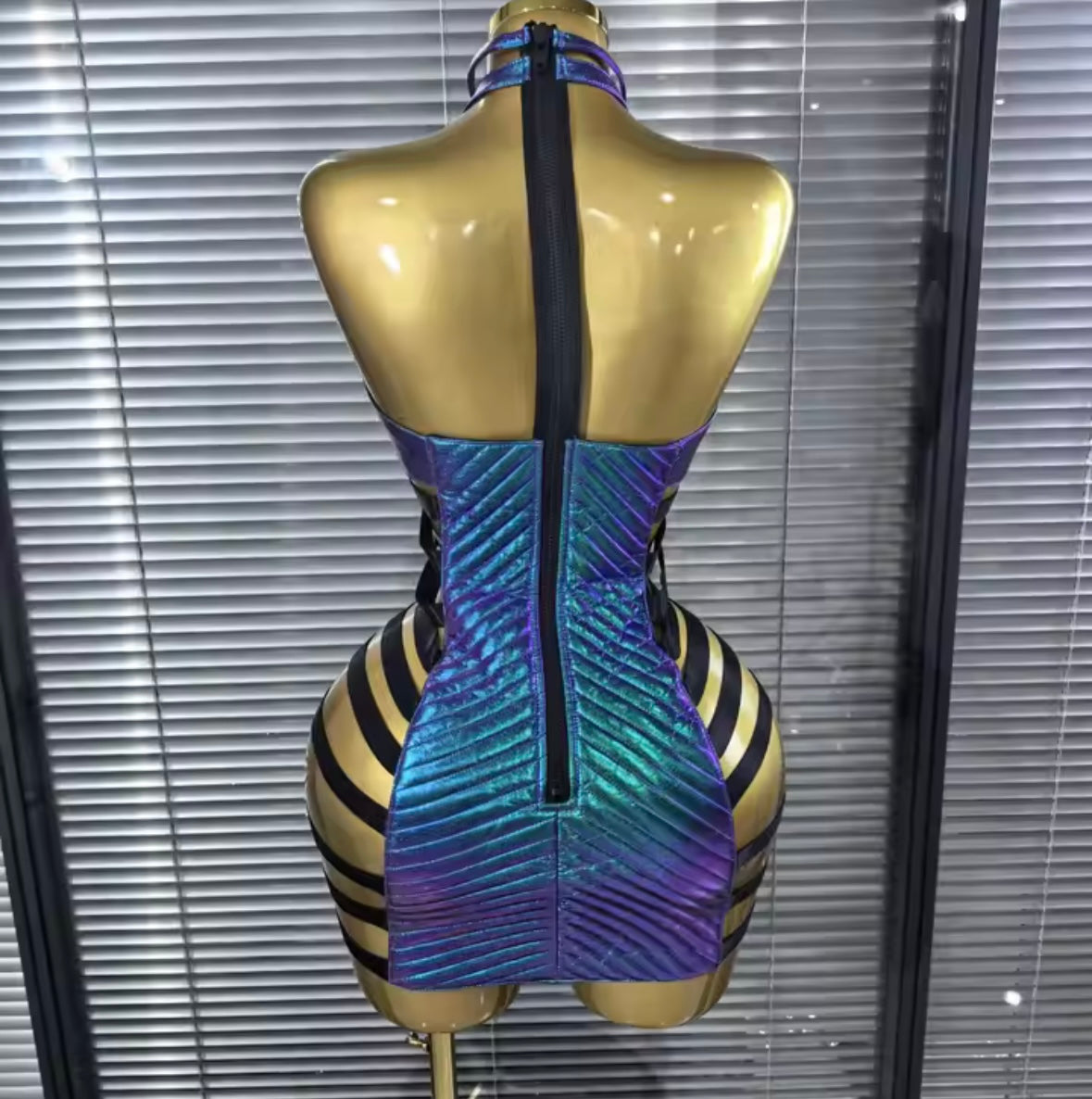 Sexy Halter Sleeveless Hollow Out Tie Up Dress
