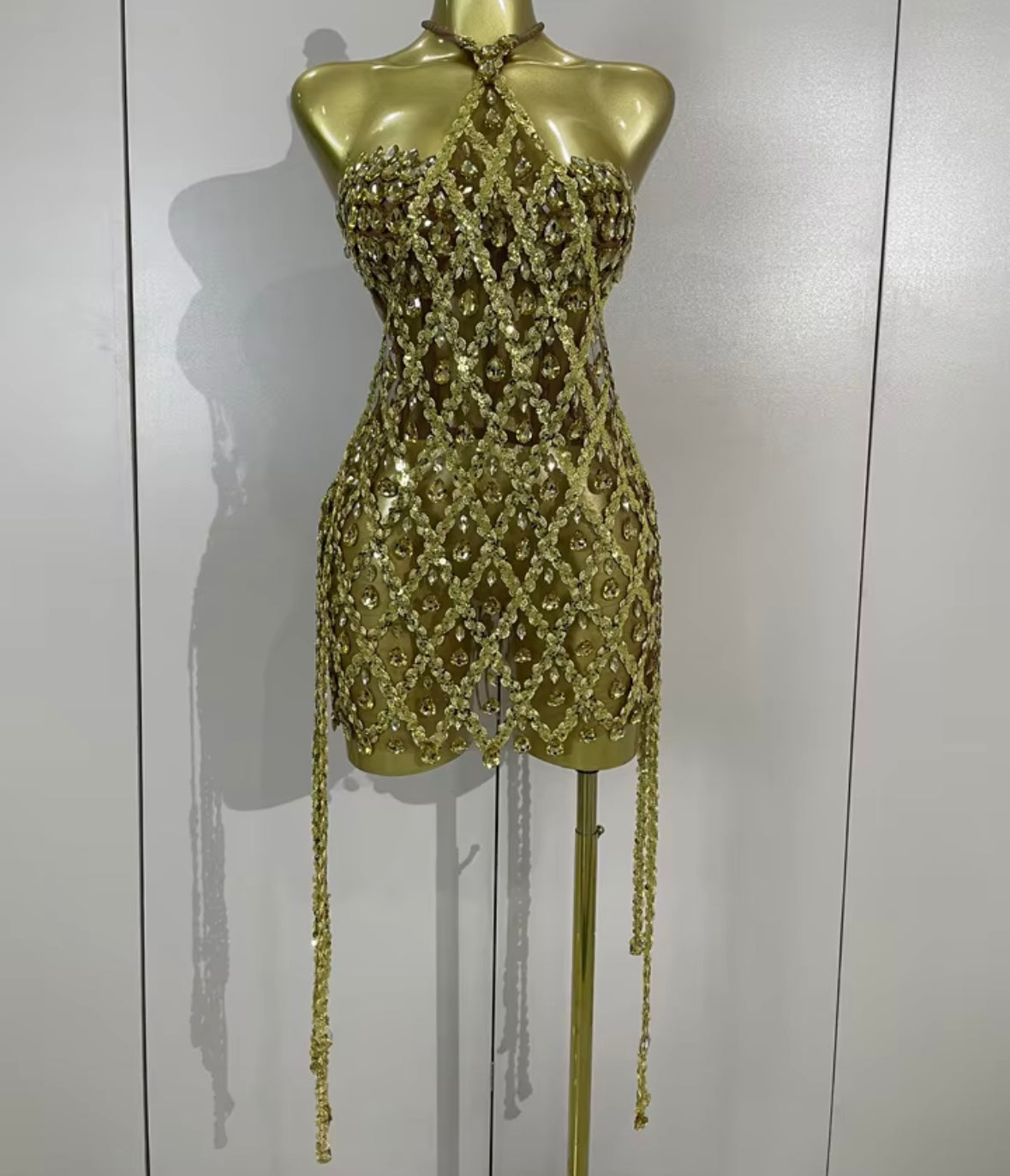 Sexy Sequins Crystal Halter Sleeveless Dress