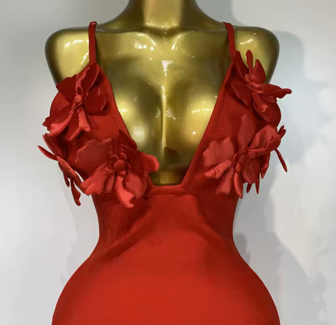 Sexy Sleeveless 3D Floral Embellishment Dress