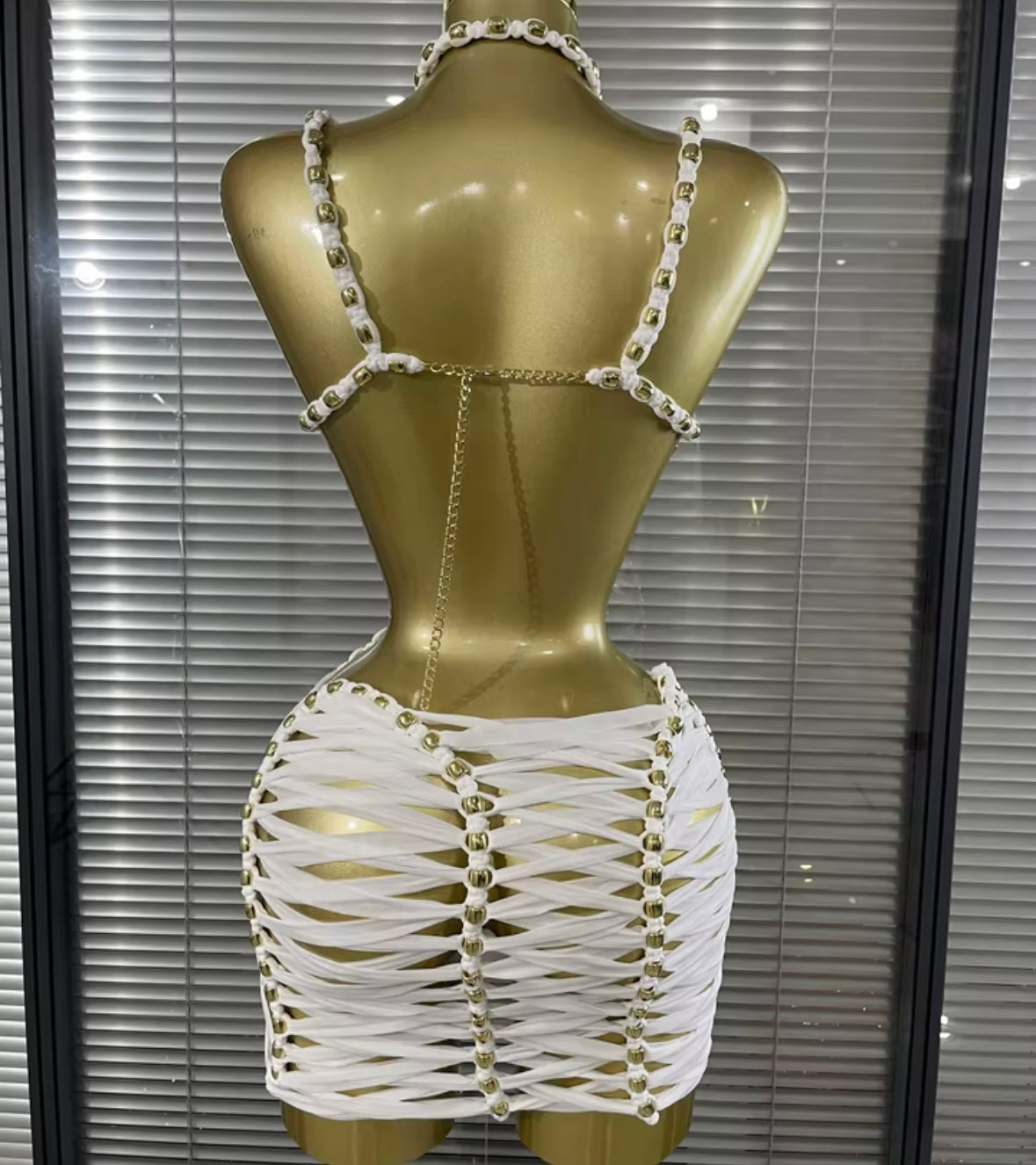 Sexy Halter Open Back Sleeveless Rivet Dress