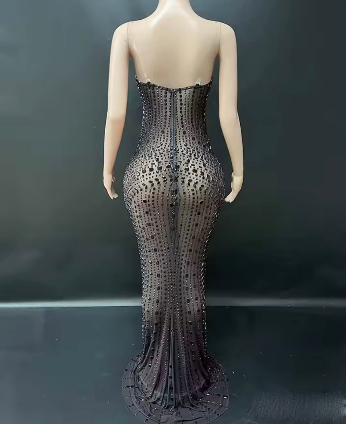 Sexy Rhinestone Embellishment Sleeveless Floor-Length Dress