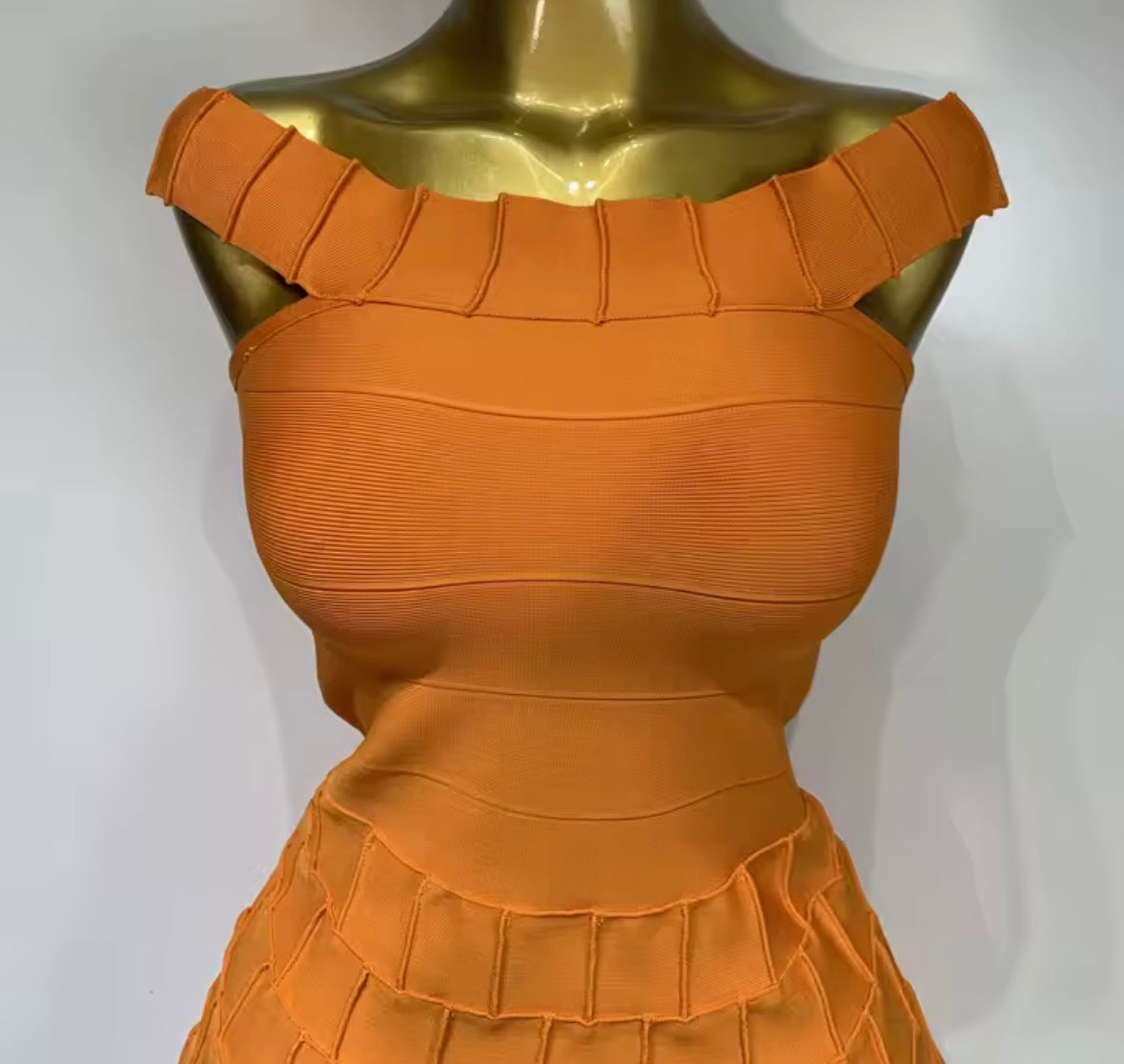 Orange Sexy Off The Shoulder Sleeveless Dress