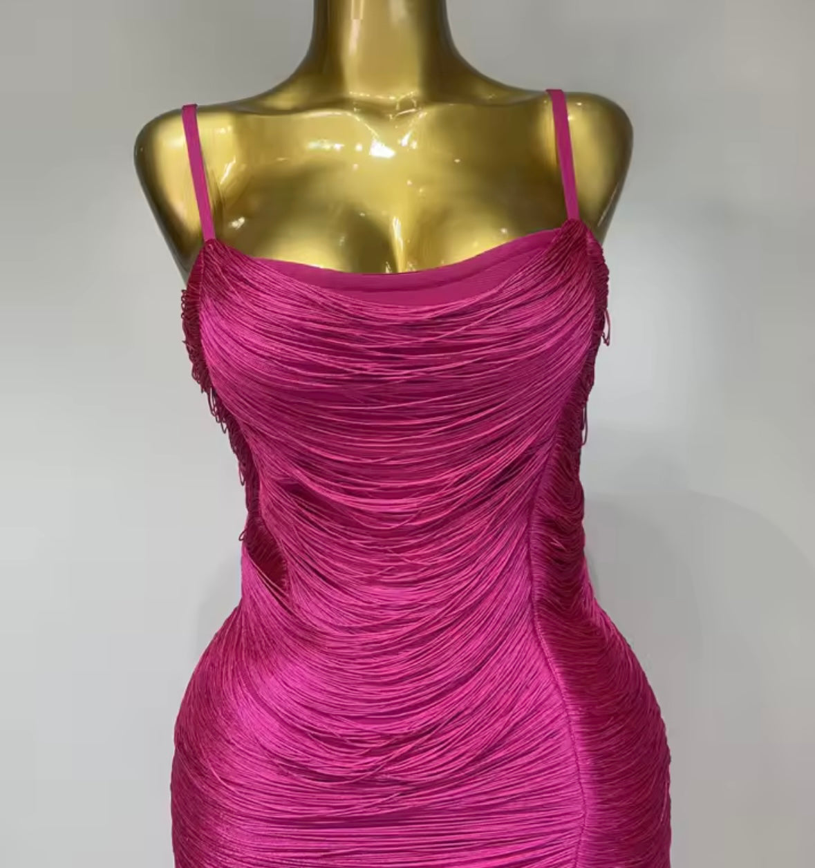Pink Sleeveless Fringe Sexy Maxi Dress
