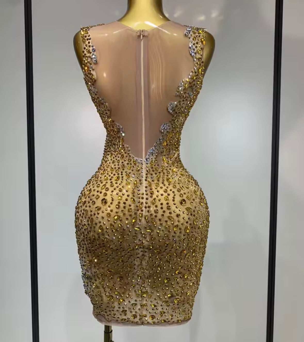 Sexy Sleeveless Rhinestone Embellishment Short Dress