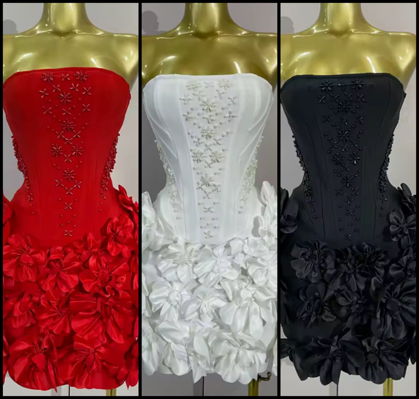 Sexy Strapless Beaded Floral Bandage Dress